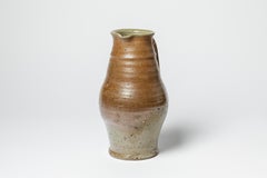 Jarra de cerámica marrón de mediados de siglo de Jean Linard La Borne, 1975