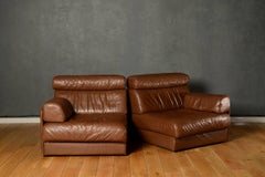 Midcentury Brown De Sede DS-76 Sectional Two-Seat Sofa Bed