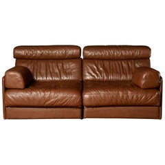 Retro Midcentury Brown De Sede DS-76 Sectional Two-Seat Sofa Bed