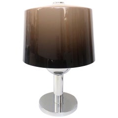Midcentury brown Degradé Lucite and chromed Huge Table Lamp by Lumica, 1970s