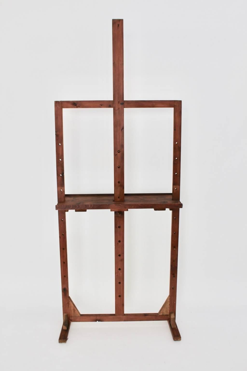 Stained Mid Century Modern Vintage Brown Easel, Austria, 1950s Wood For Sale