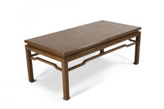 Midcentury Brown Lacquered Floral Patterned Coffee Table