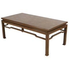 Midcentury Brown Lacquered Floral Patterned Coffee Table