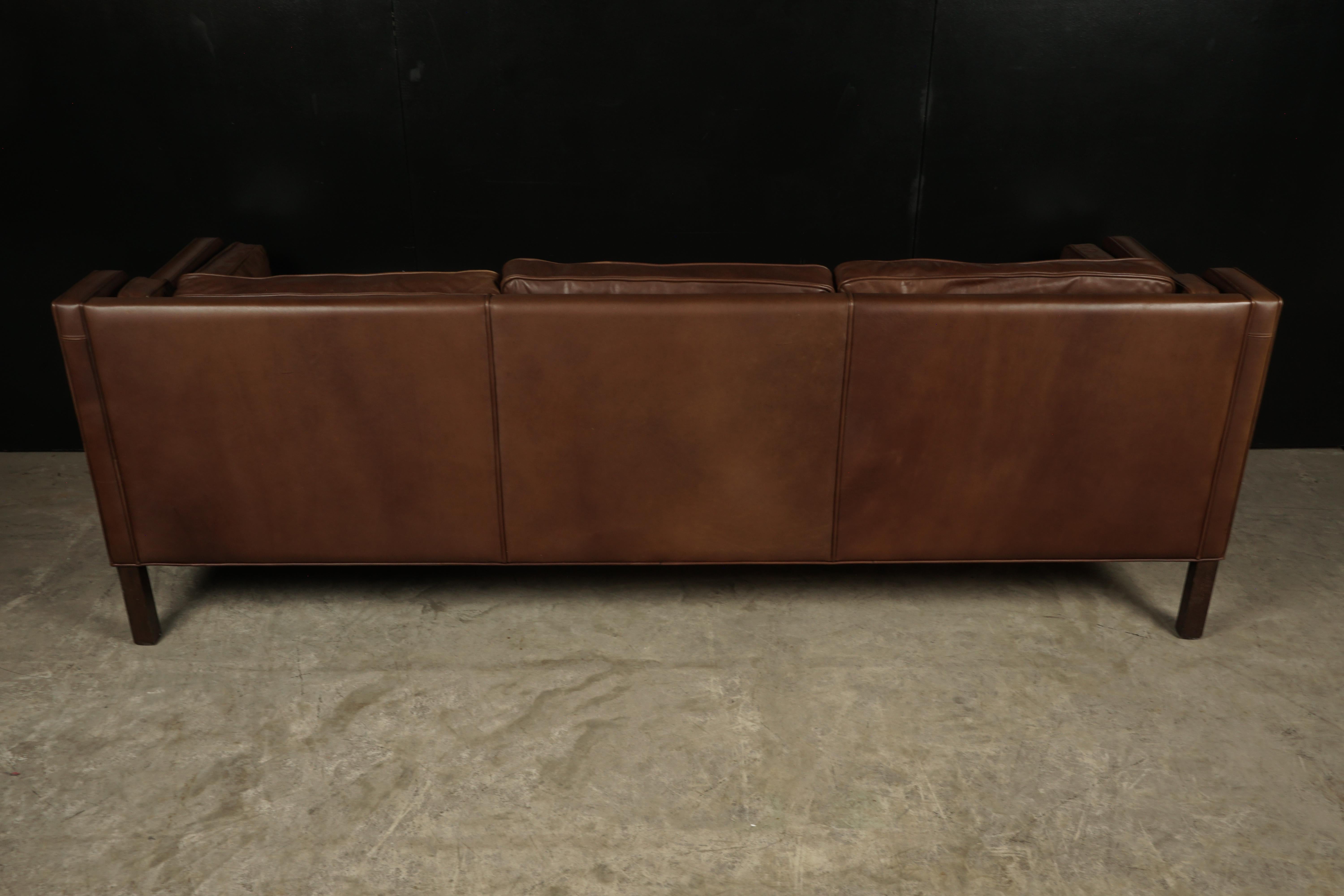 Late 20th Century Midcentury Brown Leather Sofa from Denmark, circa 1970