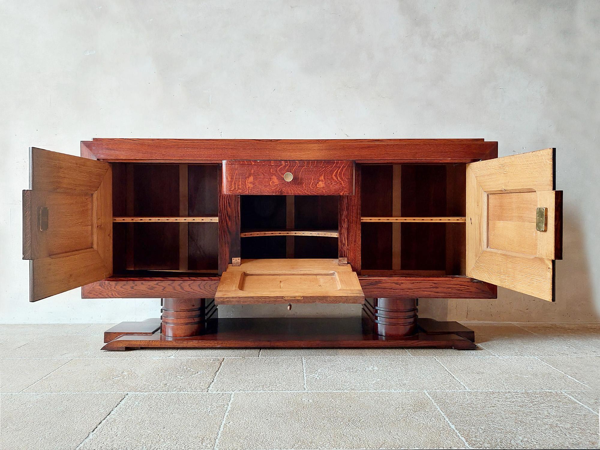 Mid-Century Brown Oak Sideboard by Charles Dudouyt, 1940s 5