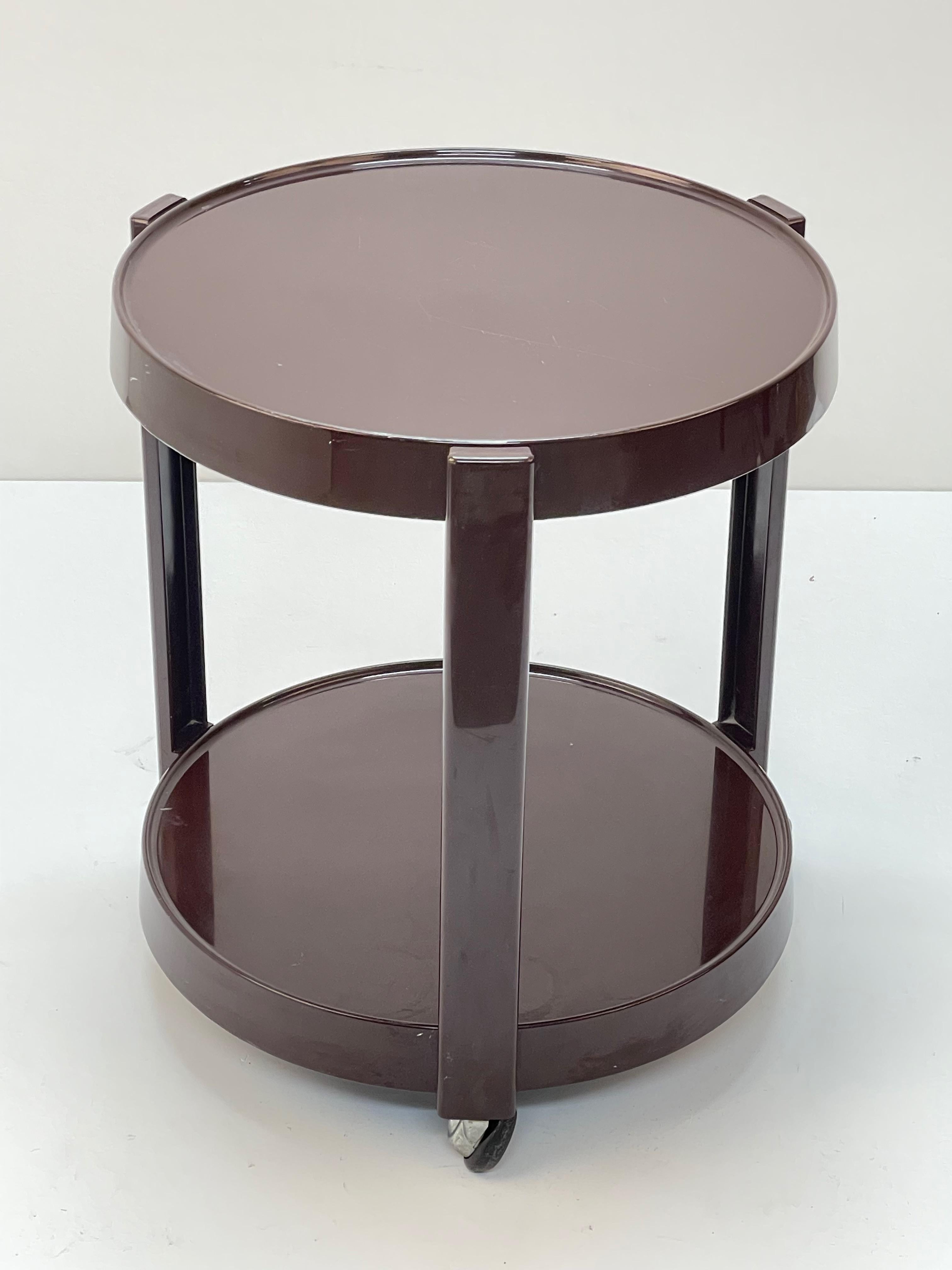 Midcentury Brown Plastic Round Italian Bar Cart with Two Shelves, 1970s For Sale 6