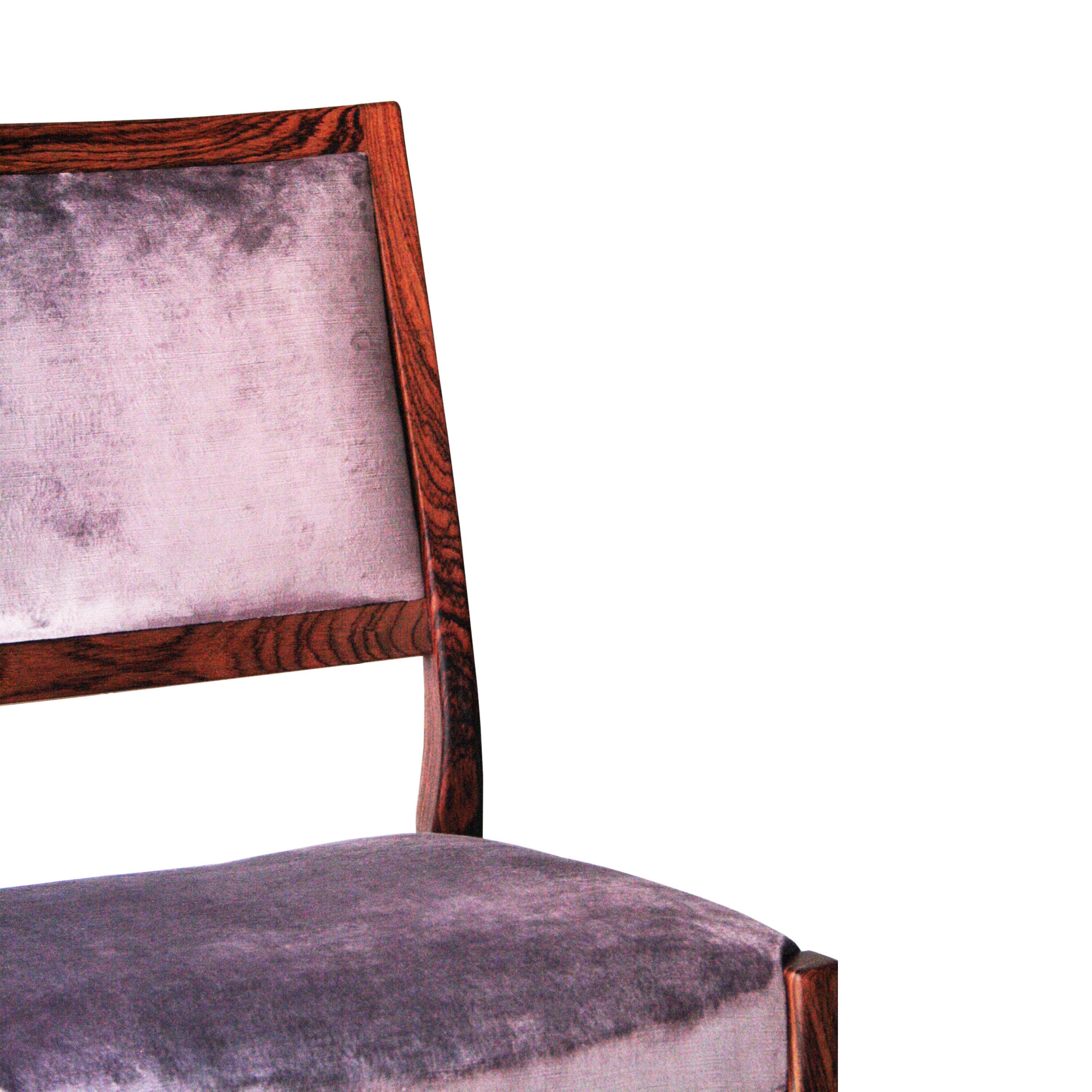 Midcentury Brown Purple Velvet Set of Four Chairs, Sweden, 1960 2