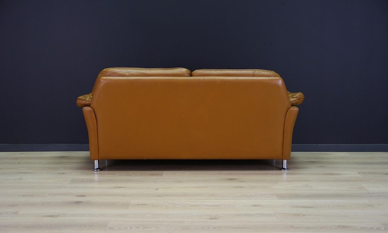 Midcentury Brown Sofa Classic 1960s Leather Danish Design 8