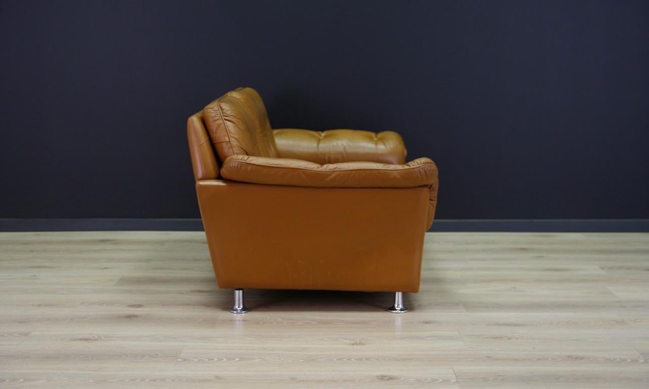 Midcentury Brown Sofa Classic 1960s Leather Danish Design 12