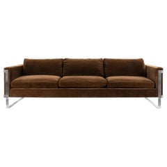 Midcentury Brown Velvet and Chrome Sofa Attributed to Milo Baughman Midcentury Brown Velvet and Chrome Sofa Attributed to Milo Baughman