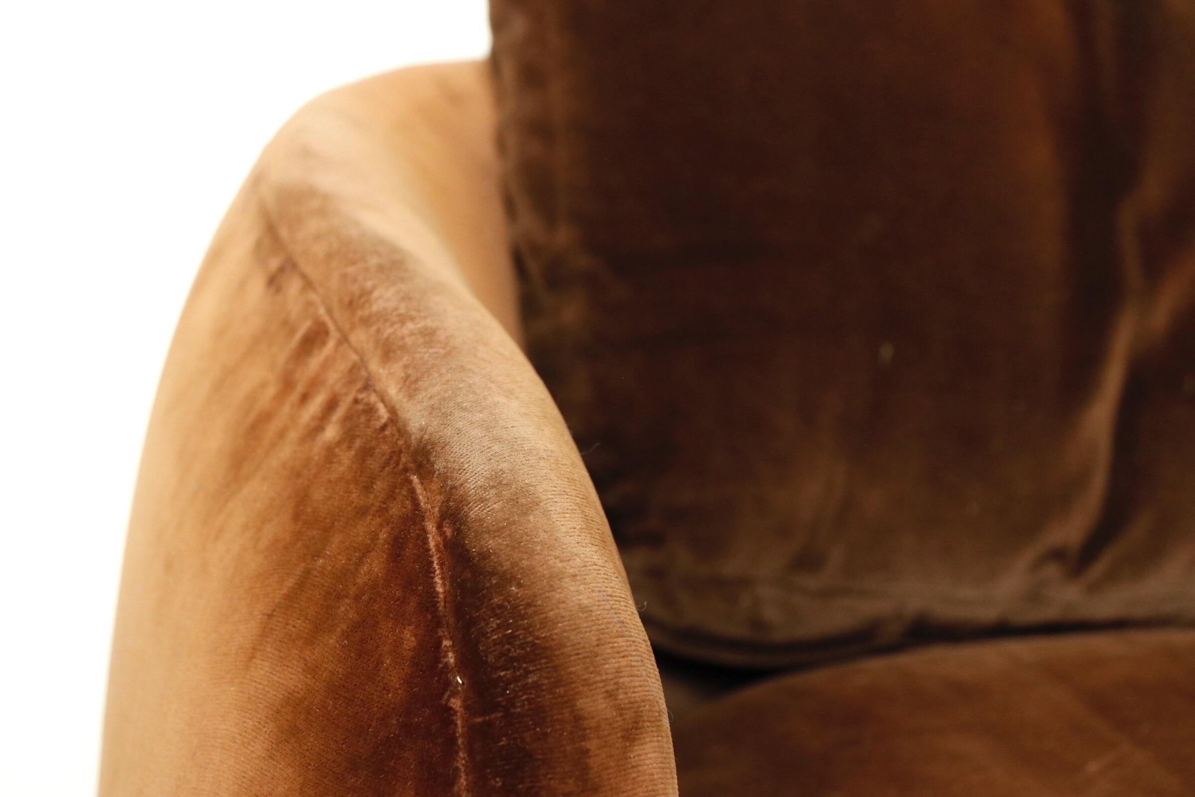 brown velvet armchair