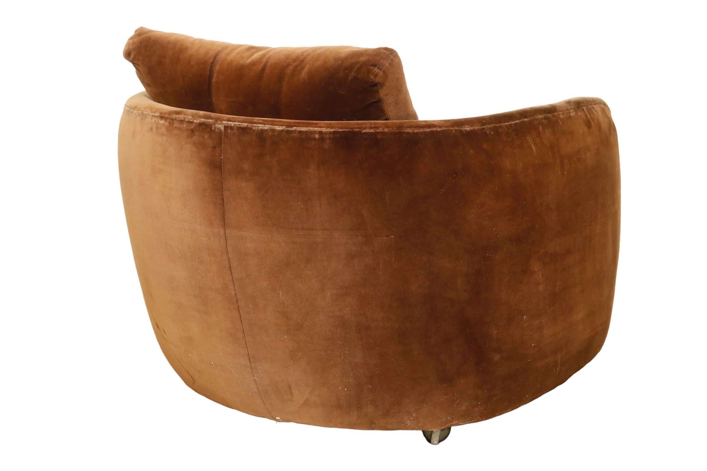 brown velvet club chair