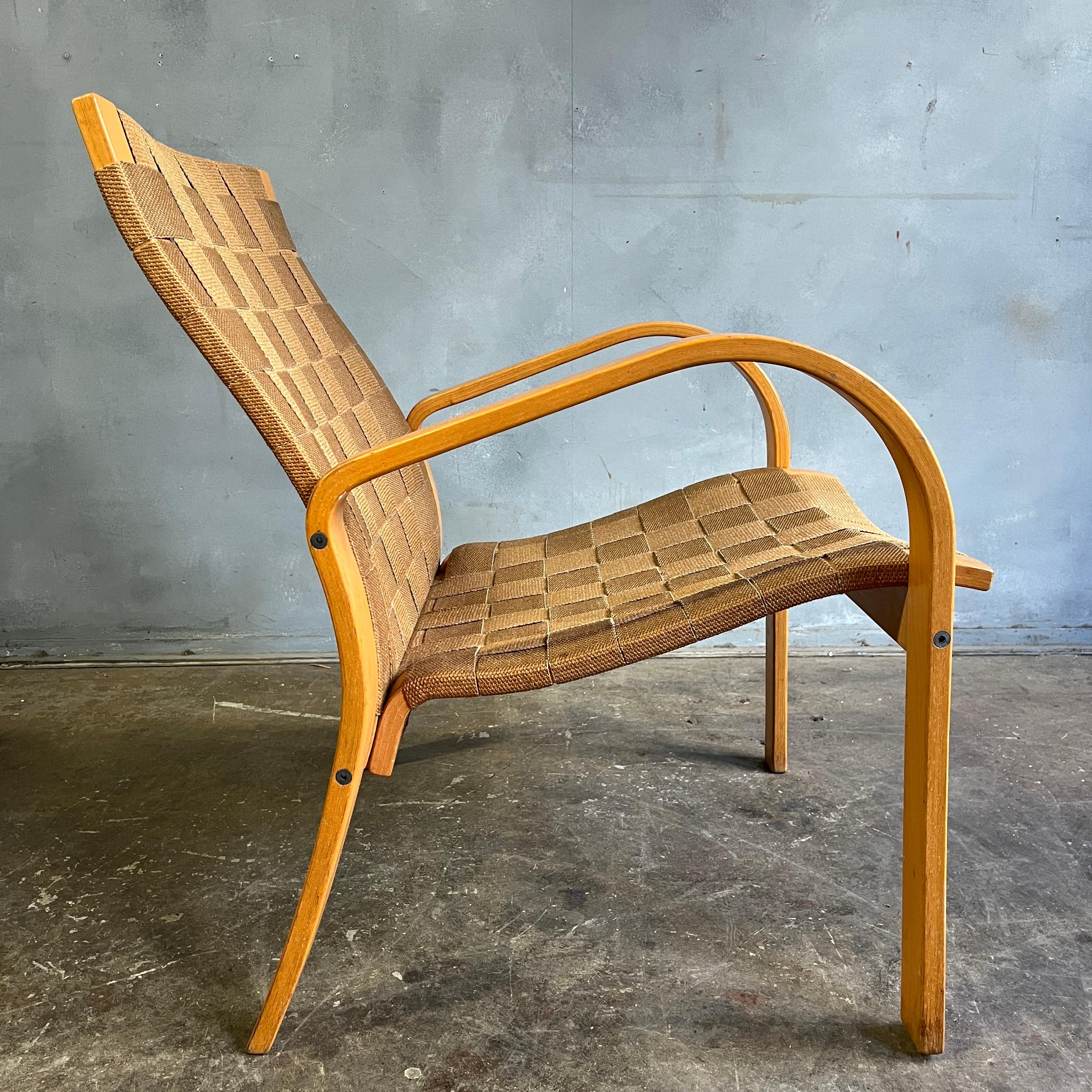 Cotton Midcentury Bruno Mathsson Bentwood Chair For Sale