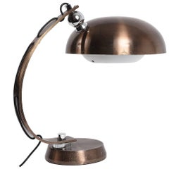 Midcentury Brushed Bronzed Aluminium Table Lamp Attributed to Arredoluce, 1970s