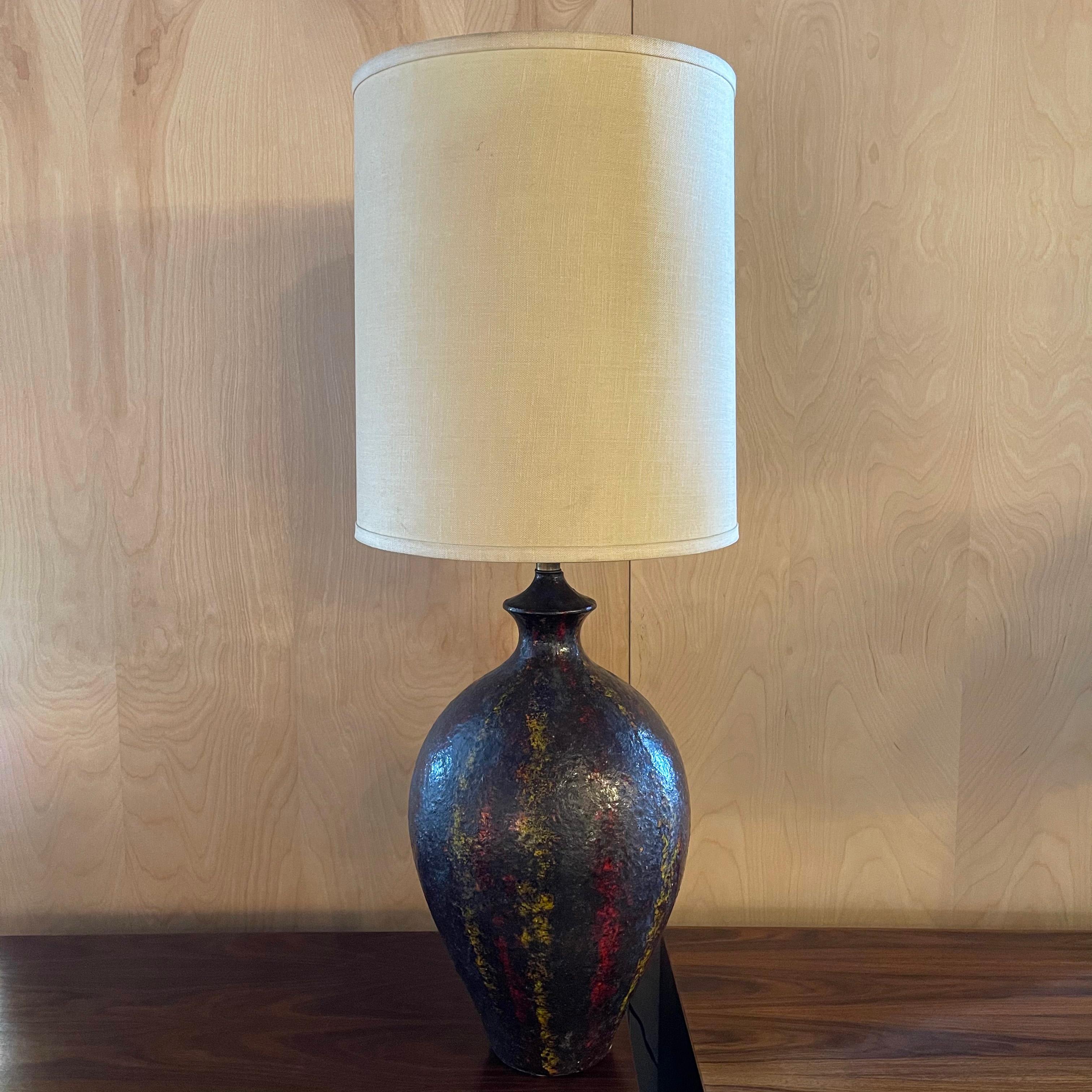 Mid-Century Modern Midcentury Brutalist Art Pottery Table Lamp