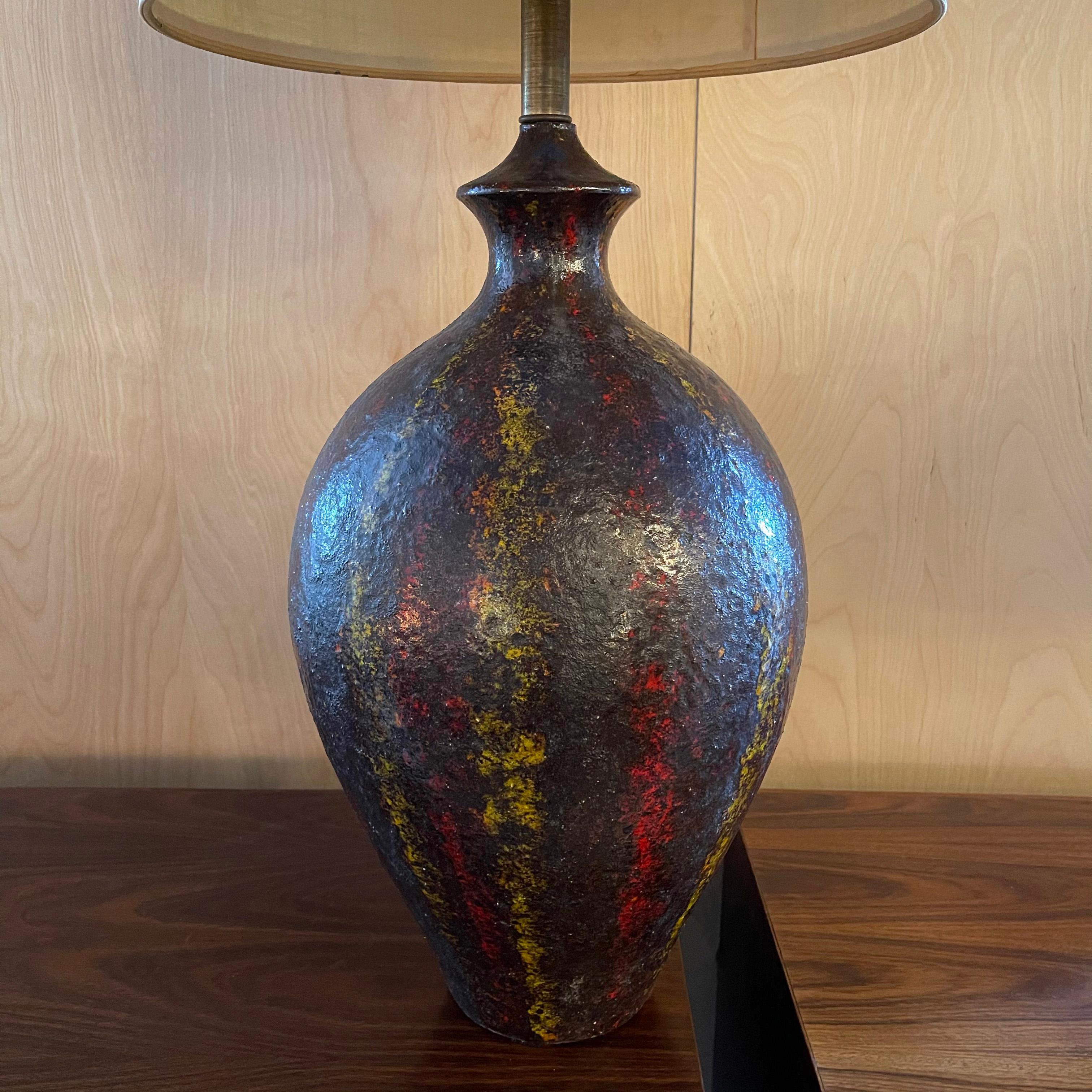 American Midcentury Brutalist Art Pottery Table Lamp