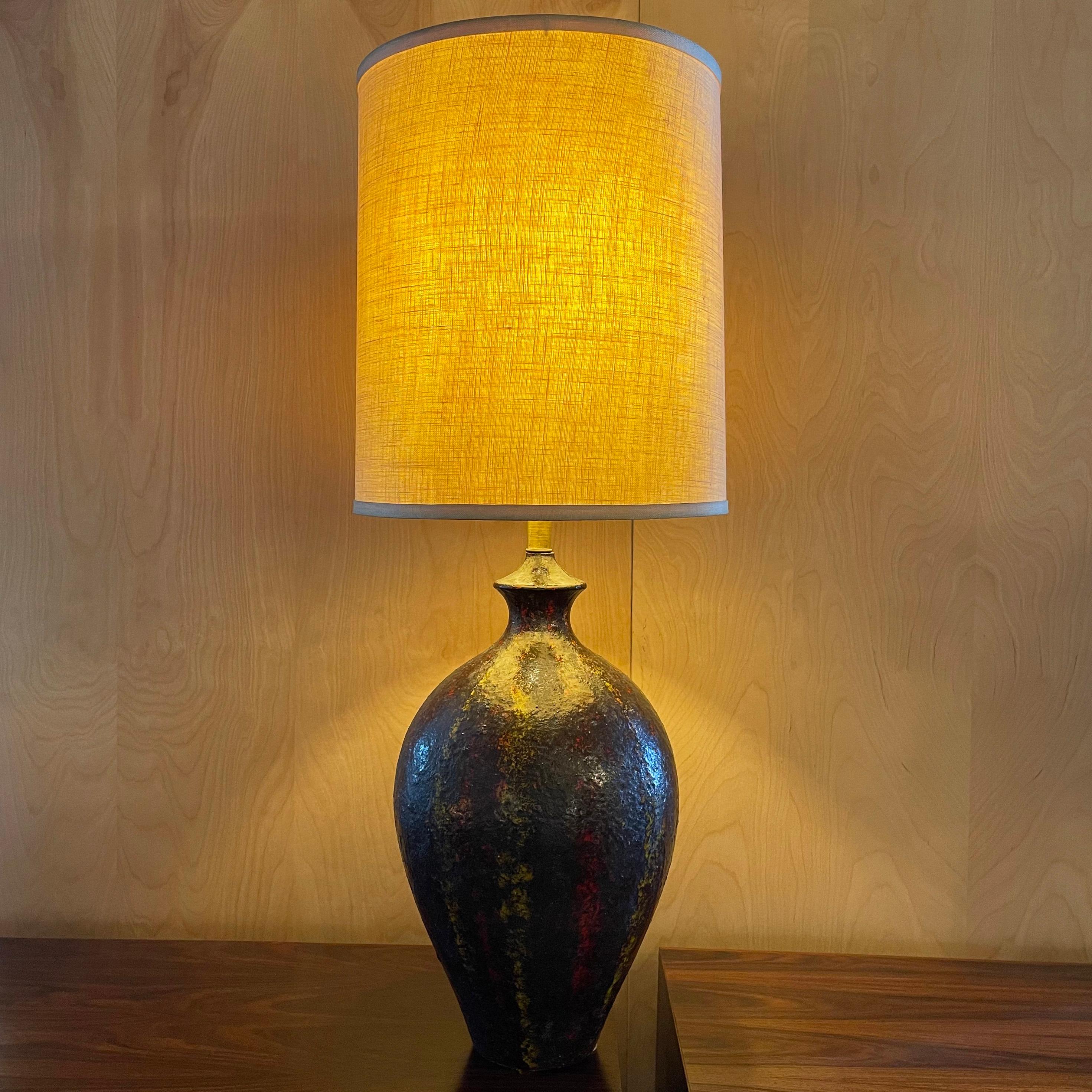 20th Century Midcentury Brutalist Art Pottery Table Lamp