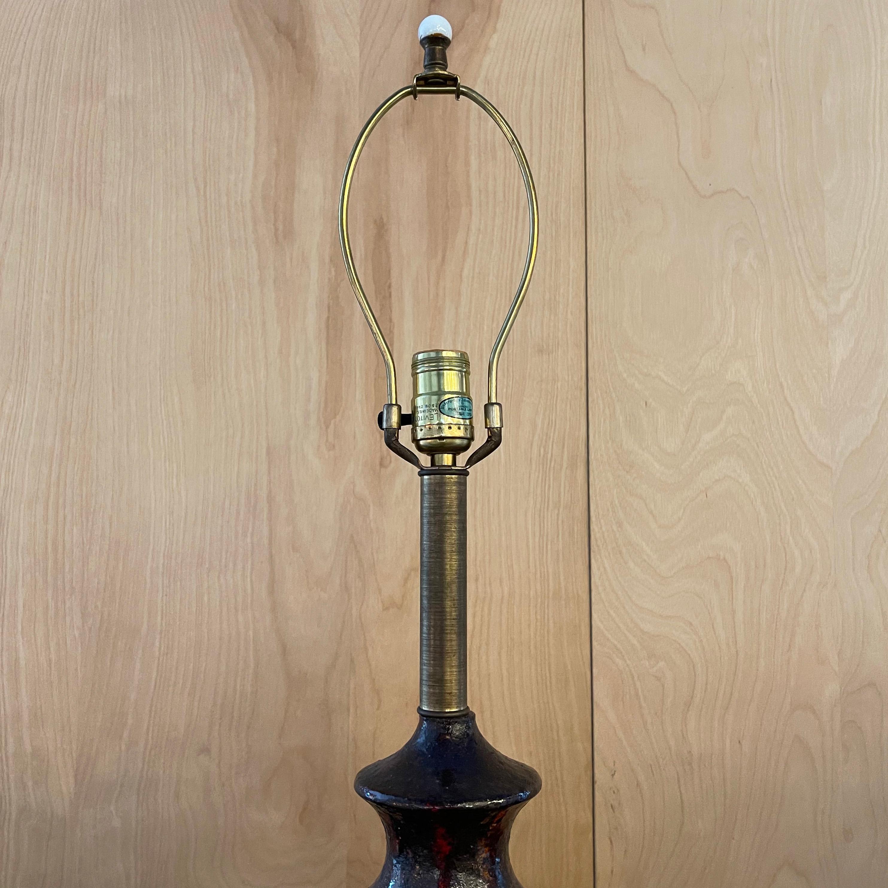 Midcentury Brutalist Art Pottery Table Lamp 2