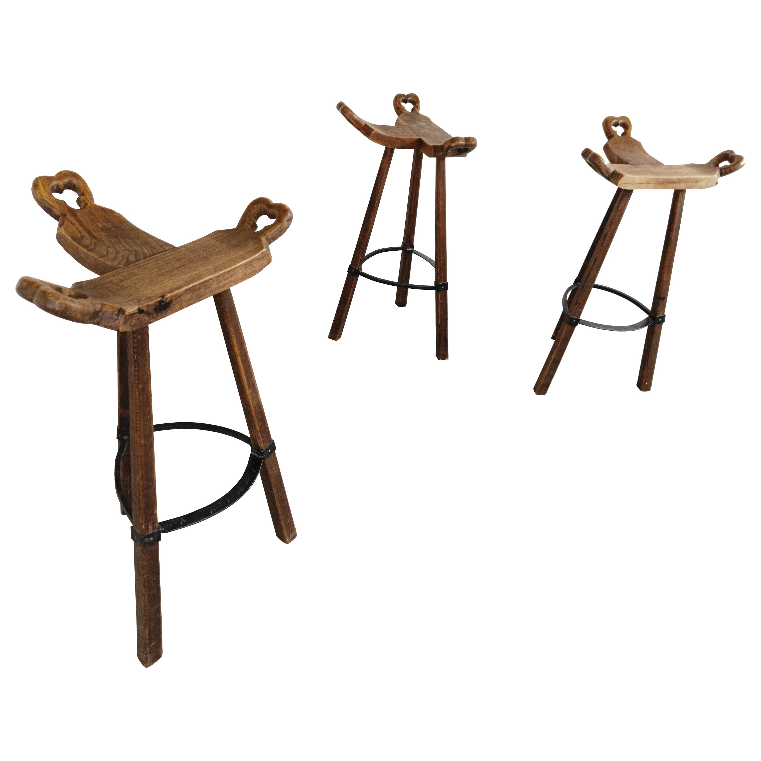 Midcentury Brutalist Bar Stools - Set of 3, 1960s