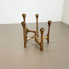 Portacandele brutalista del Midcentury in bronzo da 1,8 kg di Michael Harjes, Germania, 1960