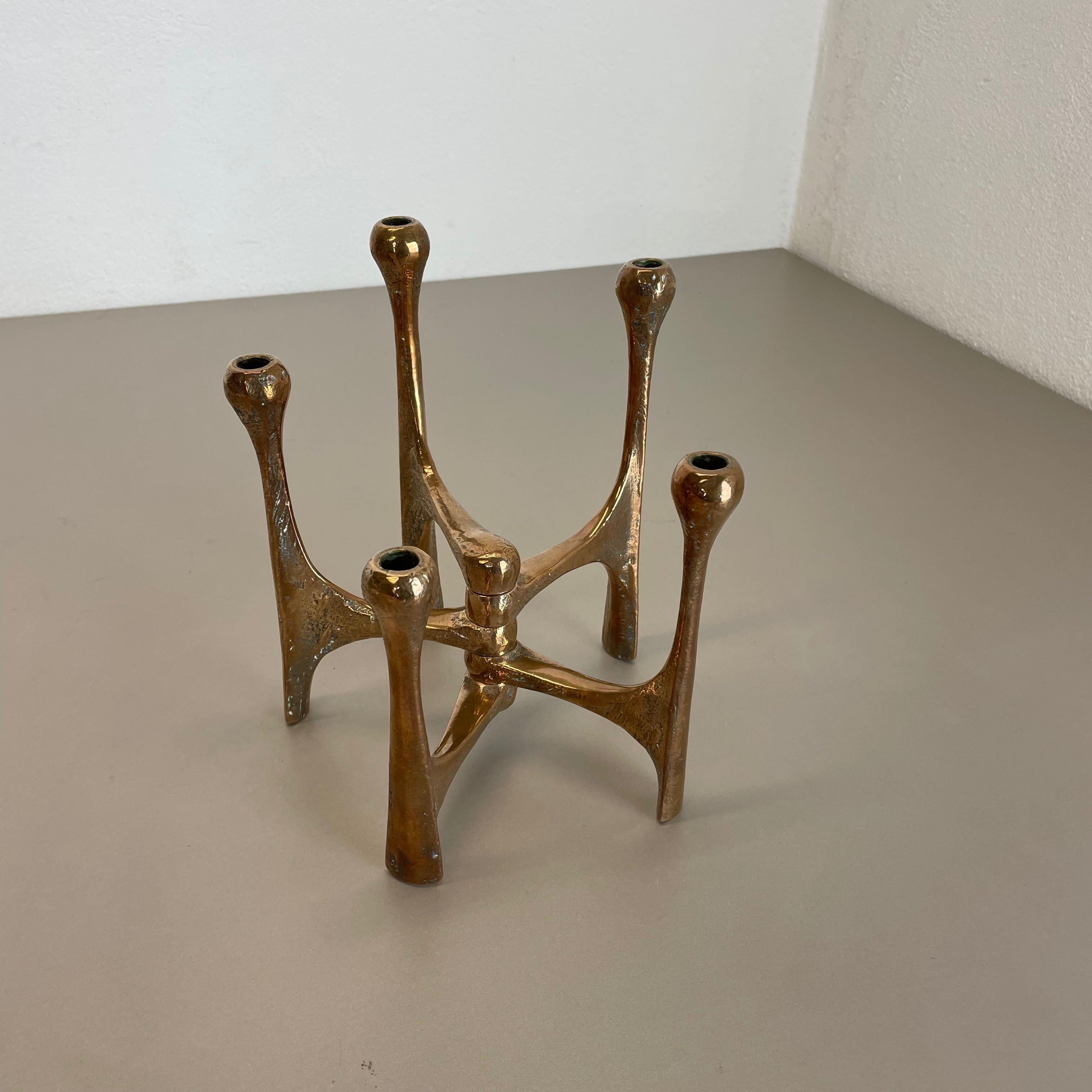 Midcentury Brutalist Bronze 1.8kg Candleholder by Michael Harjes, Germany, 1960 In Good Condition For Sale In Kirchlengern, DE