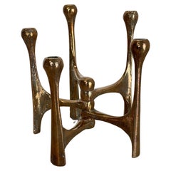 Midcentury Brutalist Bronze 1, 8kg Candleholder by Michael Harjes, Germany, 1960s