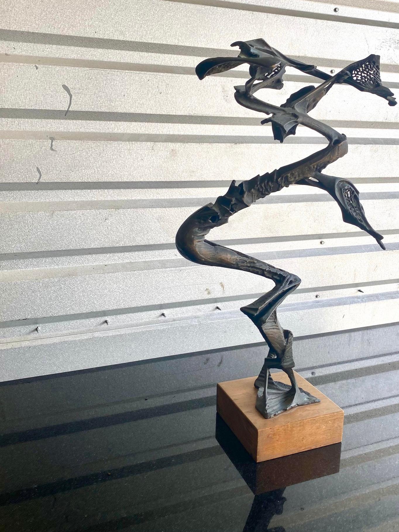 Midcentury Brutalist Bronze Abstract Sculpture Signed Robert Cook For Sale 3