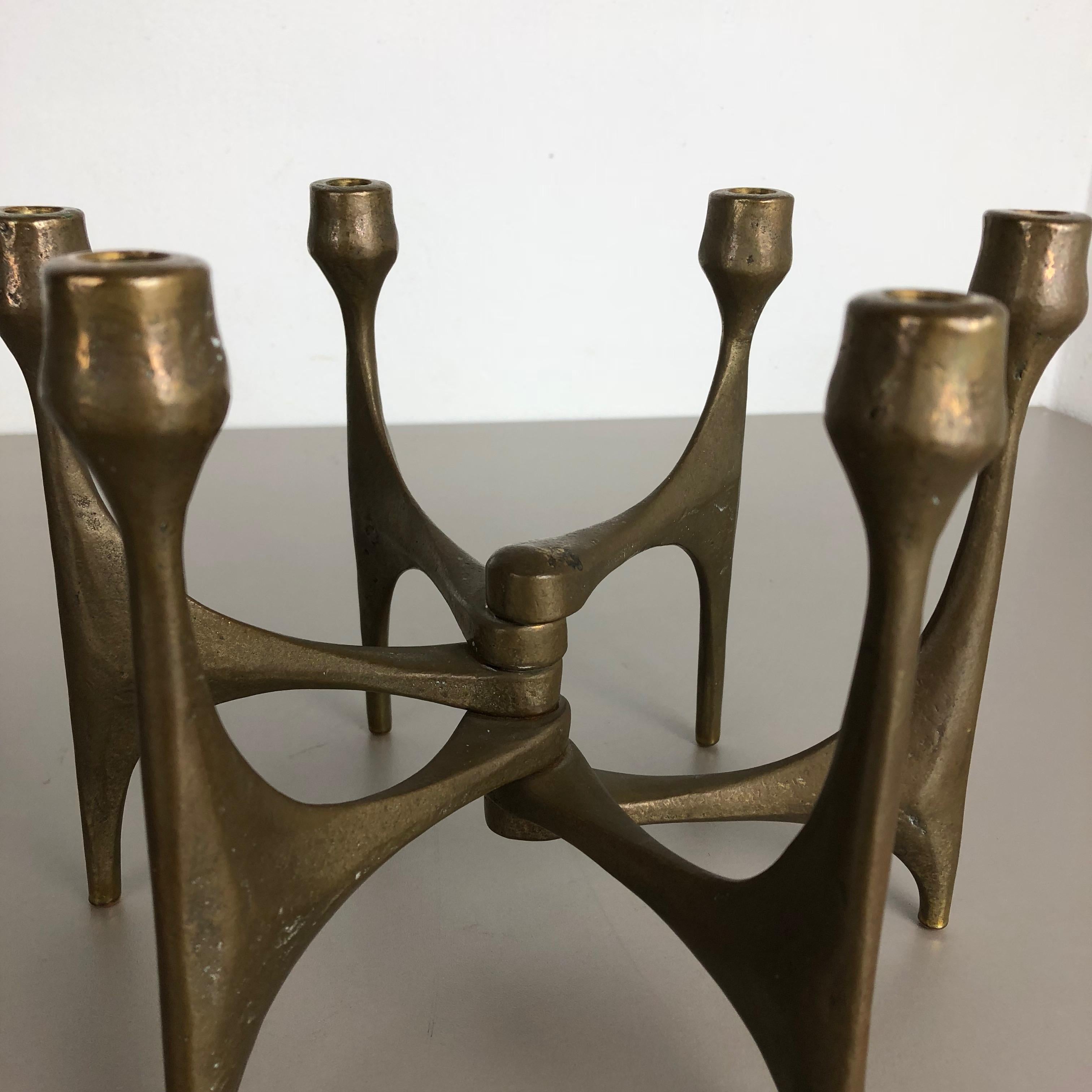 Midcentury Brutalist Bronze Candleholder by Michael Harjes, Germany, 1960s 8