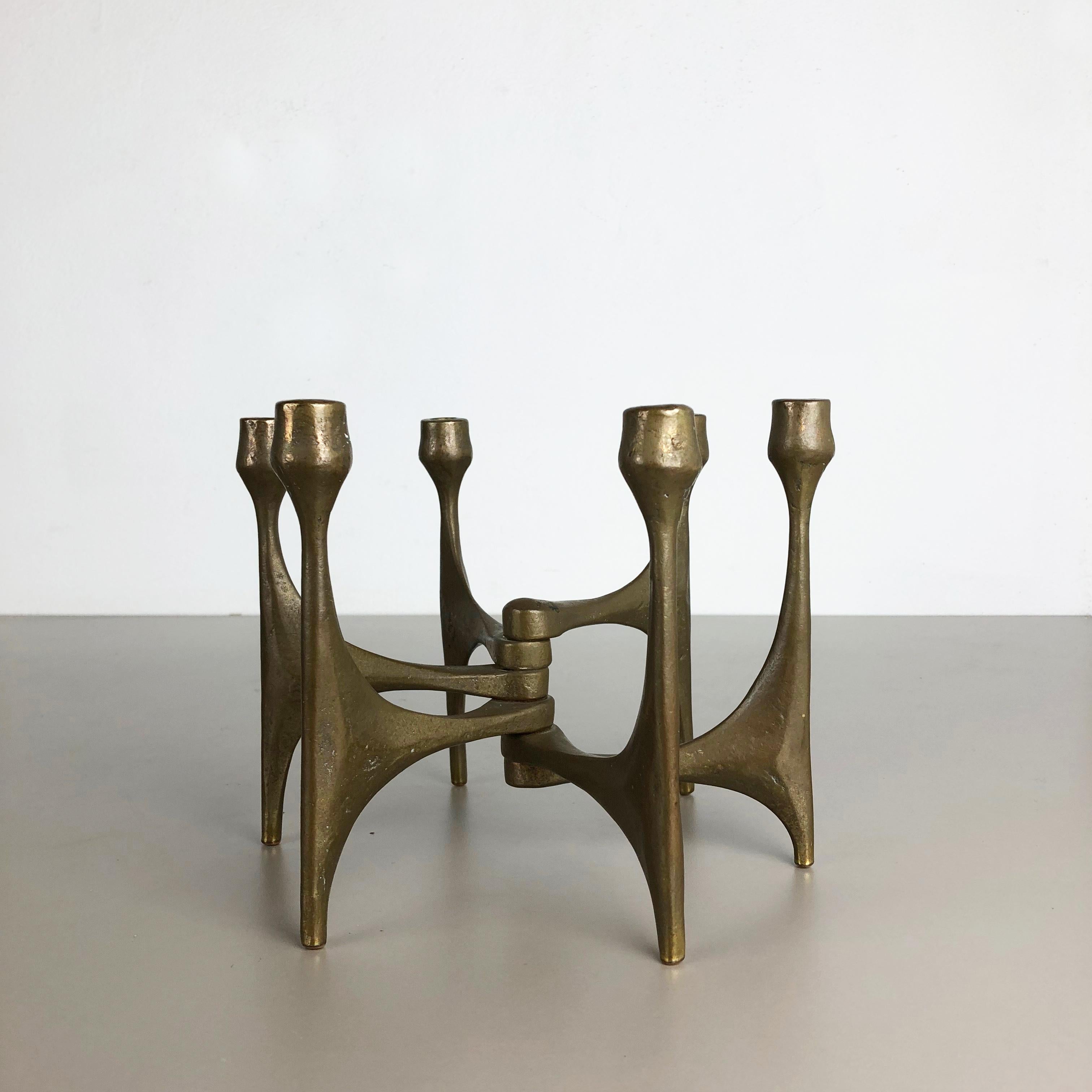 Midcentury Brutalist Bronze Candleholder by Michael Harjes, Germany, 1960s 11
