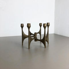 Midcentury Brutalist Bronze Candleholder by Michael Harjes, Germany, 1960s