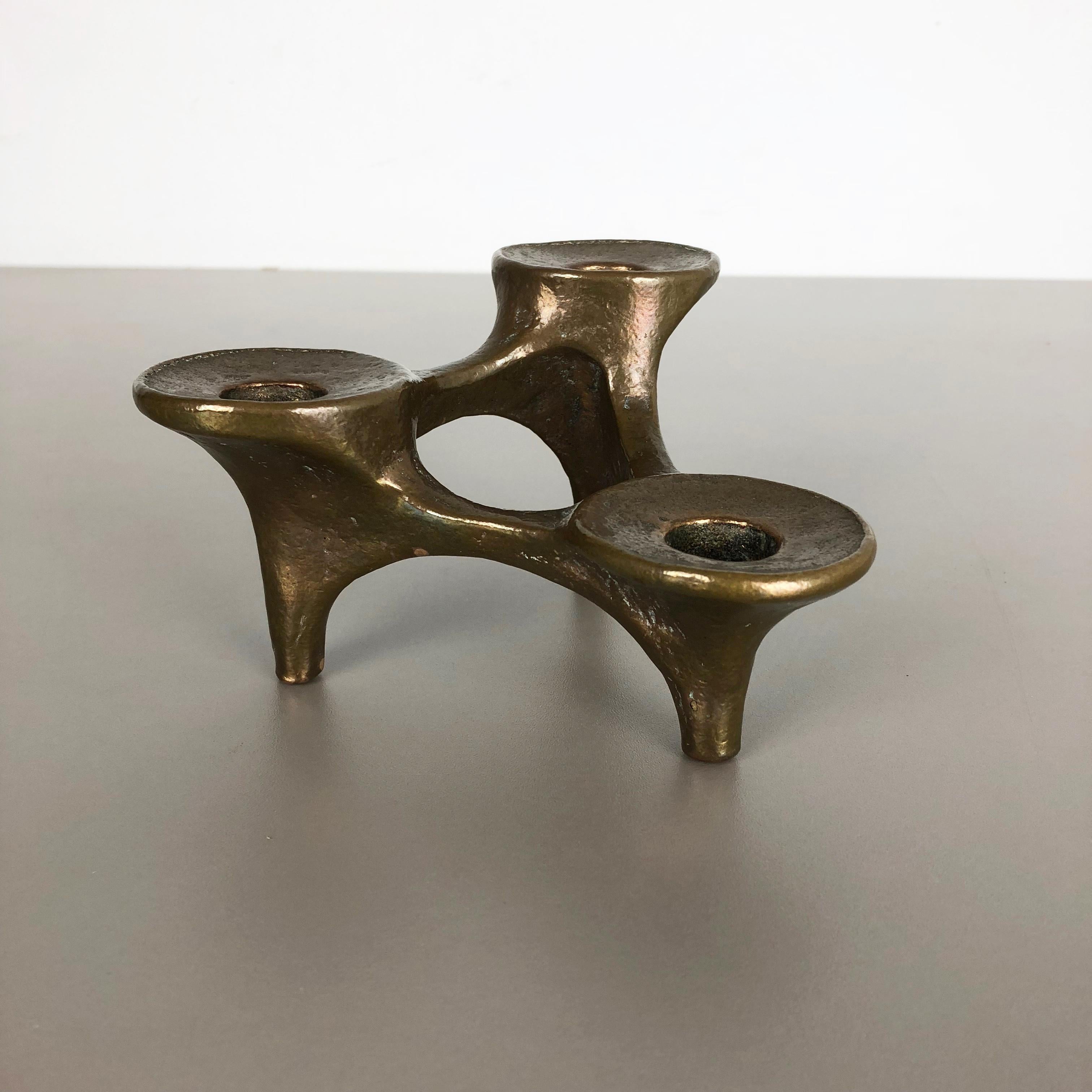 Scandinavian Modern Midcentury Brutalist Bronze Candleholder by Michael Harjes, Germany, 1960s