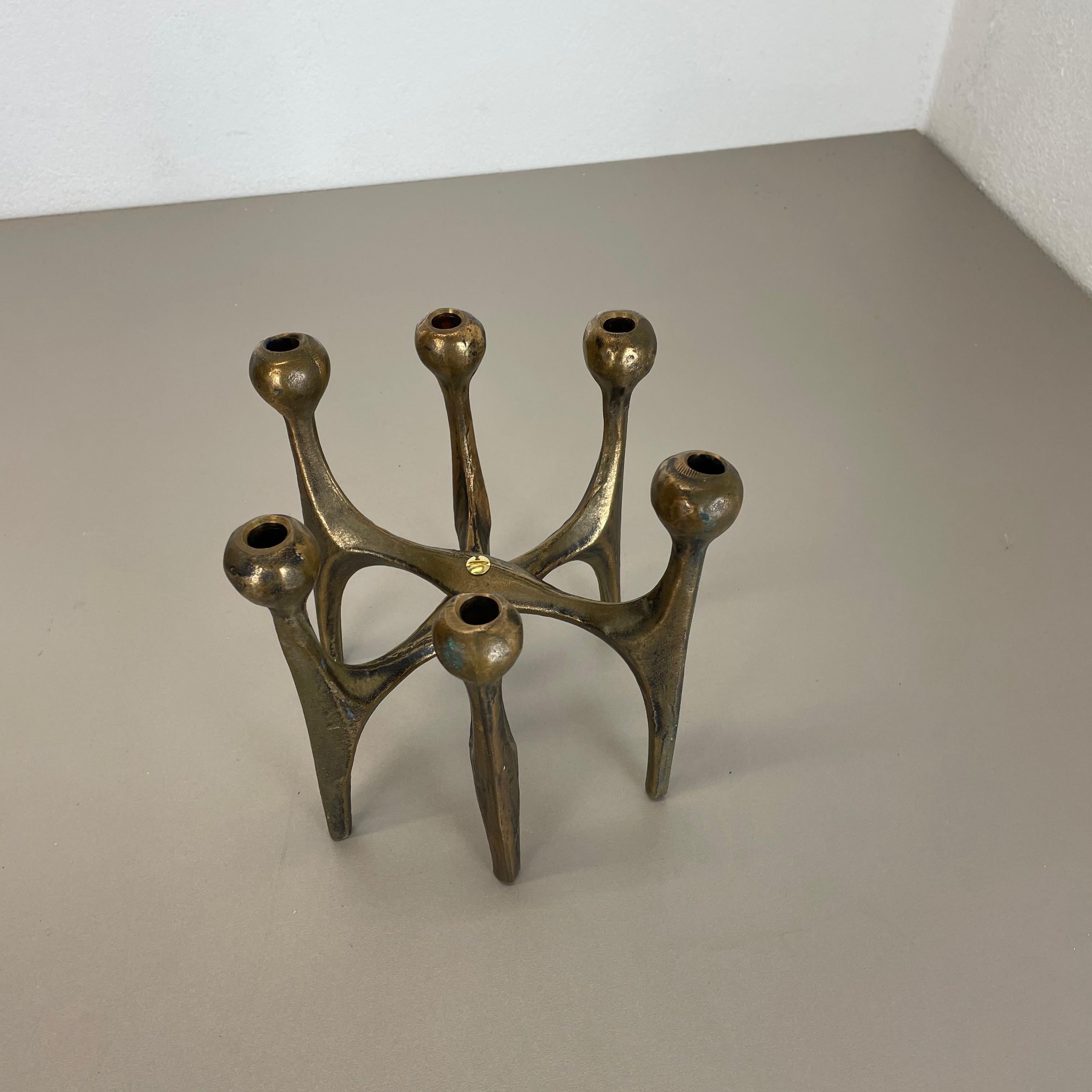Scandinavian Modern Midcentury Brutalist Bronze Candleholder by Michael Harjes, Germany, 1960s For Sale