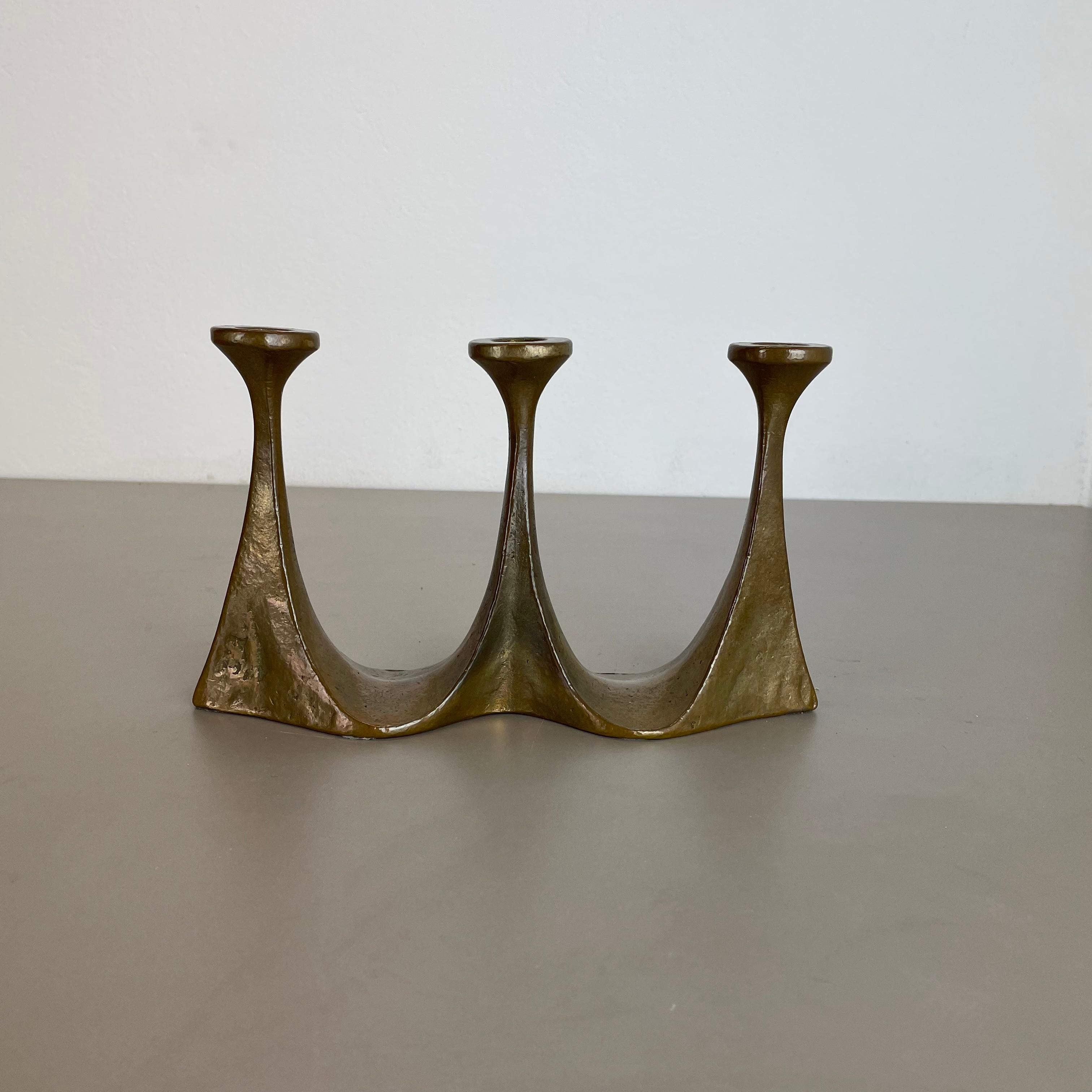 Scandinavian Modern Midcentury Brutalist Bronze Candleholder by Michael Harjes, Germany, 1960s For Sale