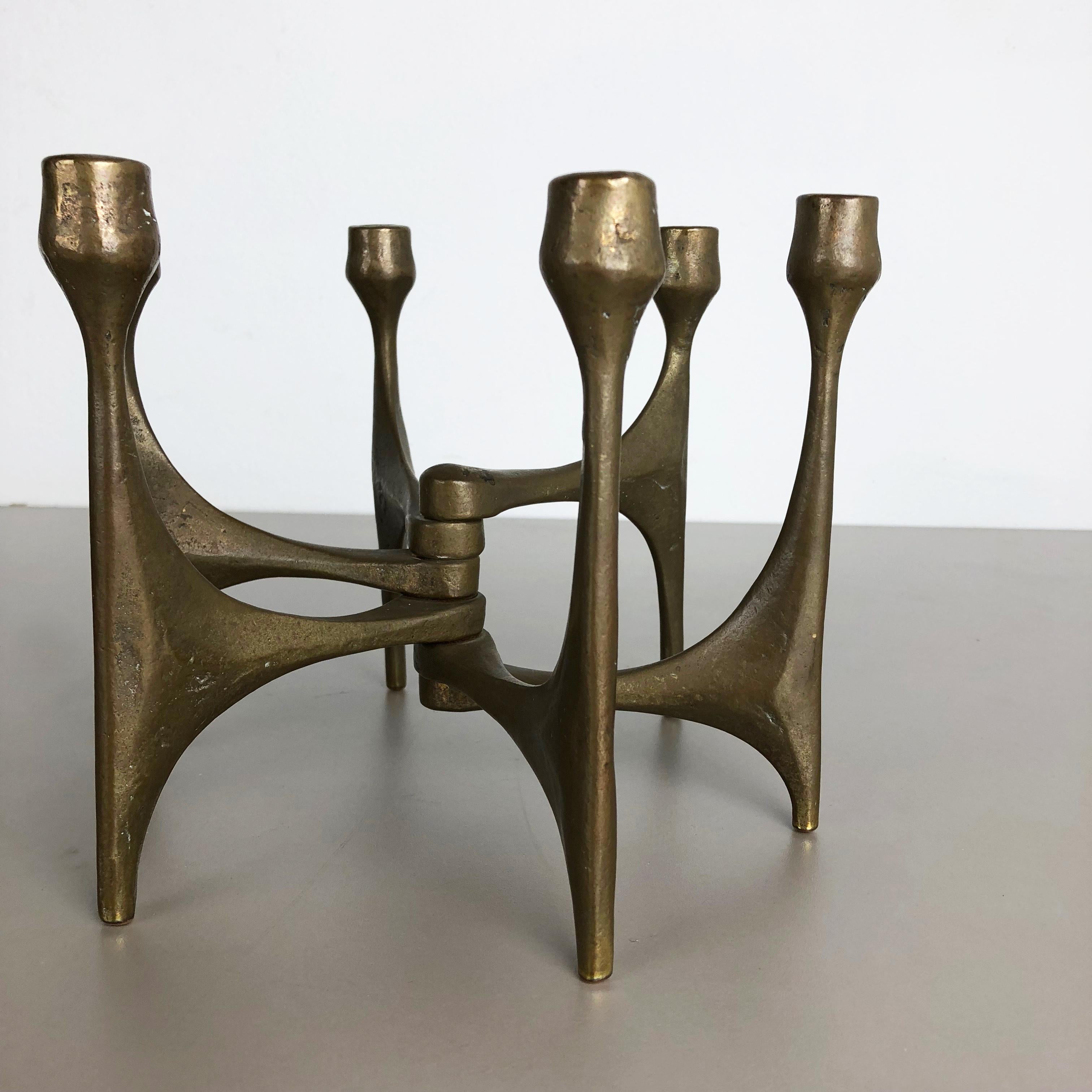 Midcentury Brutalist Bronze Candleholder by Michael Harjes, Germany, 1960s In Good Condition In Kirchlengern, DE