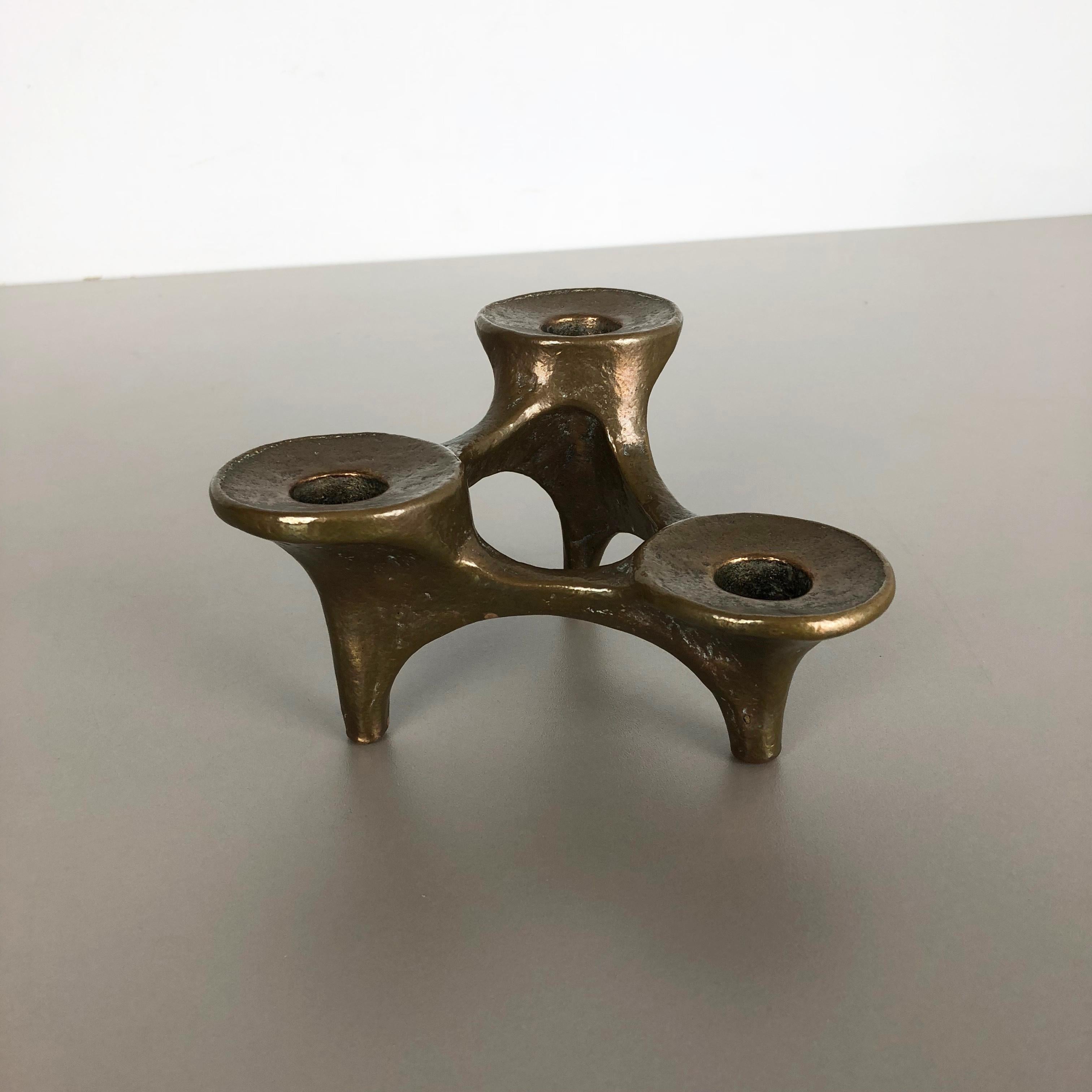 Midcentury Brutalist Bronze Candleholder by Michael Harjes, Germany, 1960s In Good Condition In Kirchlengern, DE