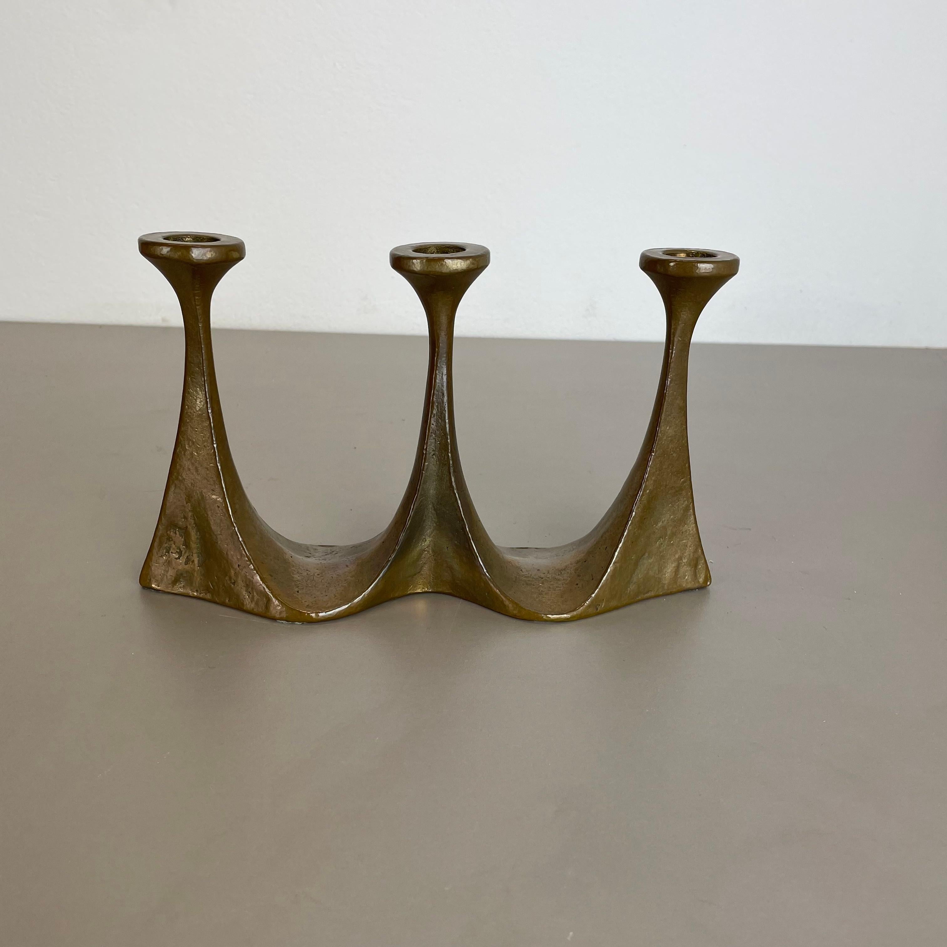 Midcentury Brutalist Bronze Candleholder by Michael Harjes, Germany, 1960s In Good Condition For Sale In Kirchlengern, DE