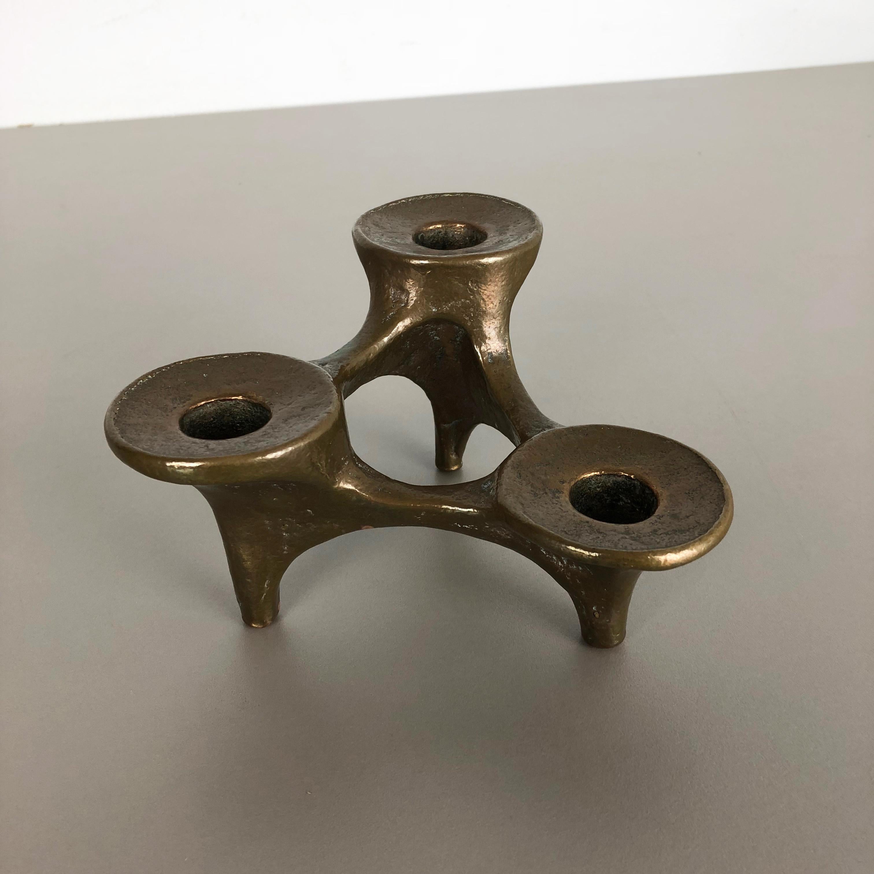 20th Century Midcentury Brutalist Bronze Candleholder by Michael Harjes, Germany, 1960s