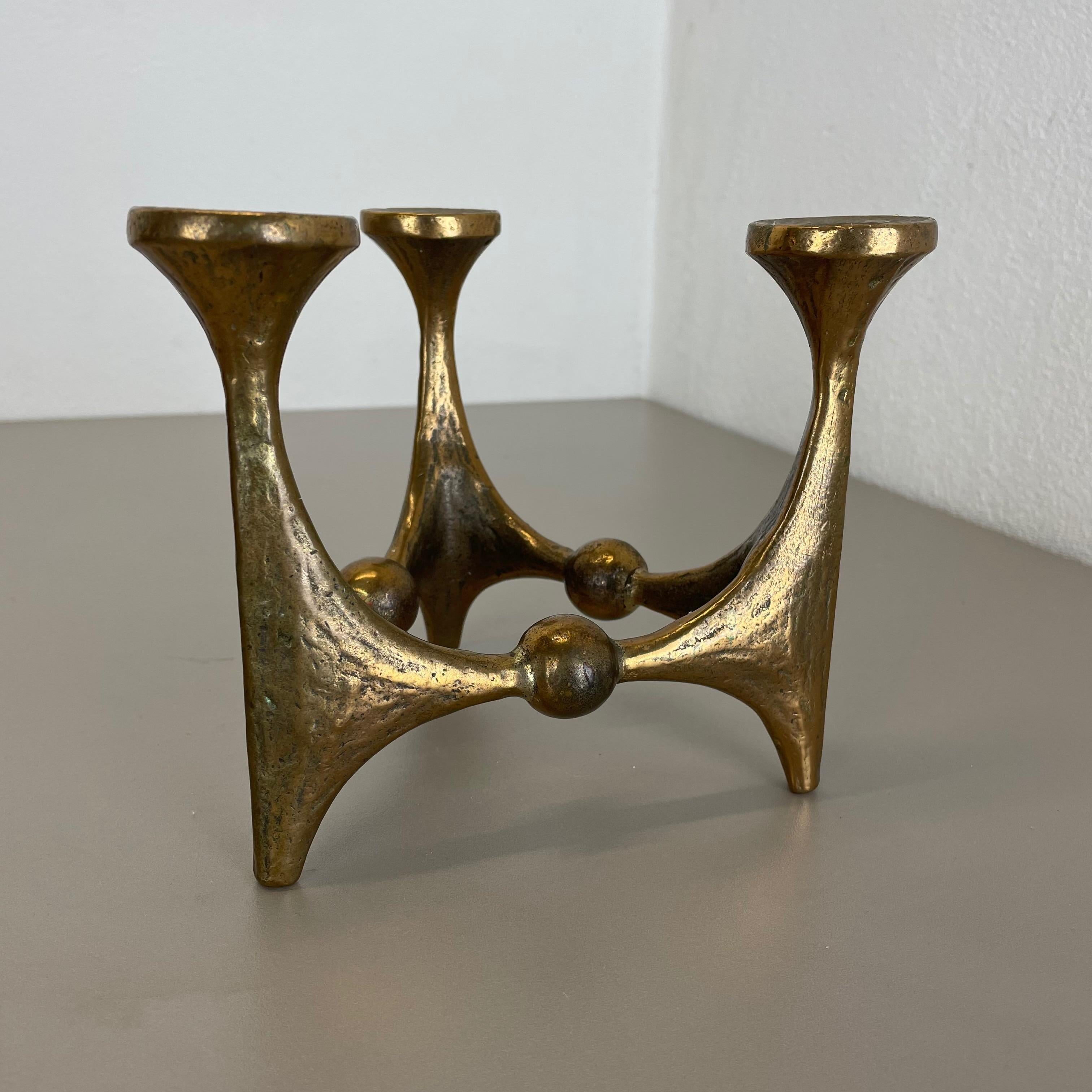20th Century Midcentury Brutalist Bronze Candleholder by Michael Harjes, Germany, 1960s no1 For Sale