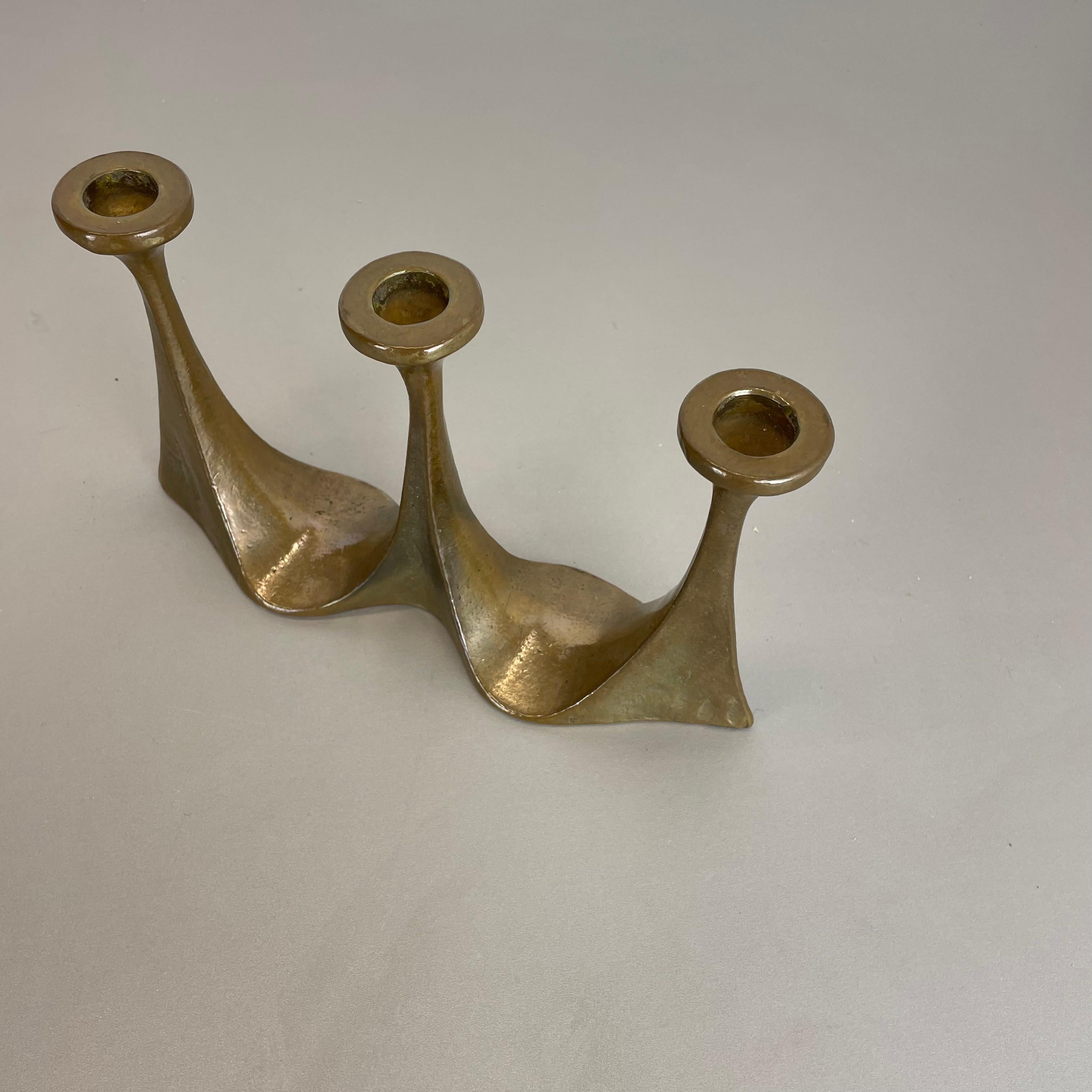 20th Century Midcentury Brutalist Bronze Candleholder by Michael Harjes, Germany, 1960s For Sale