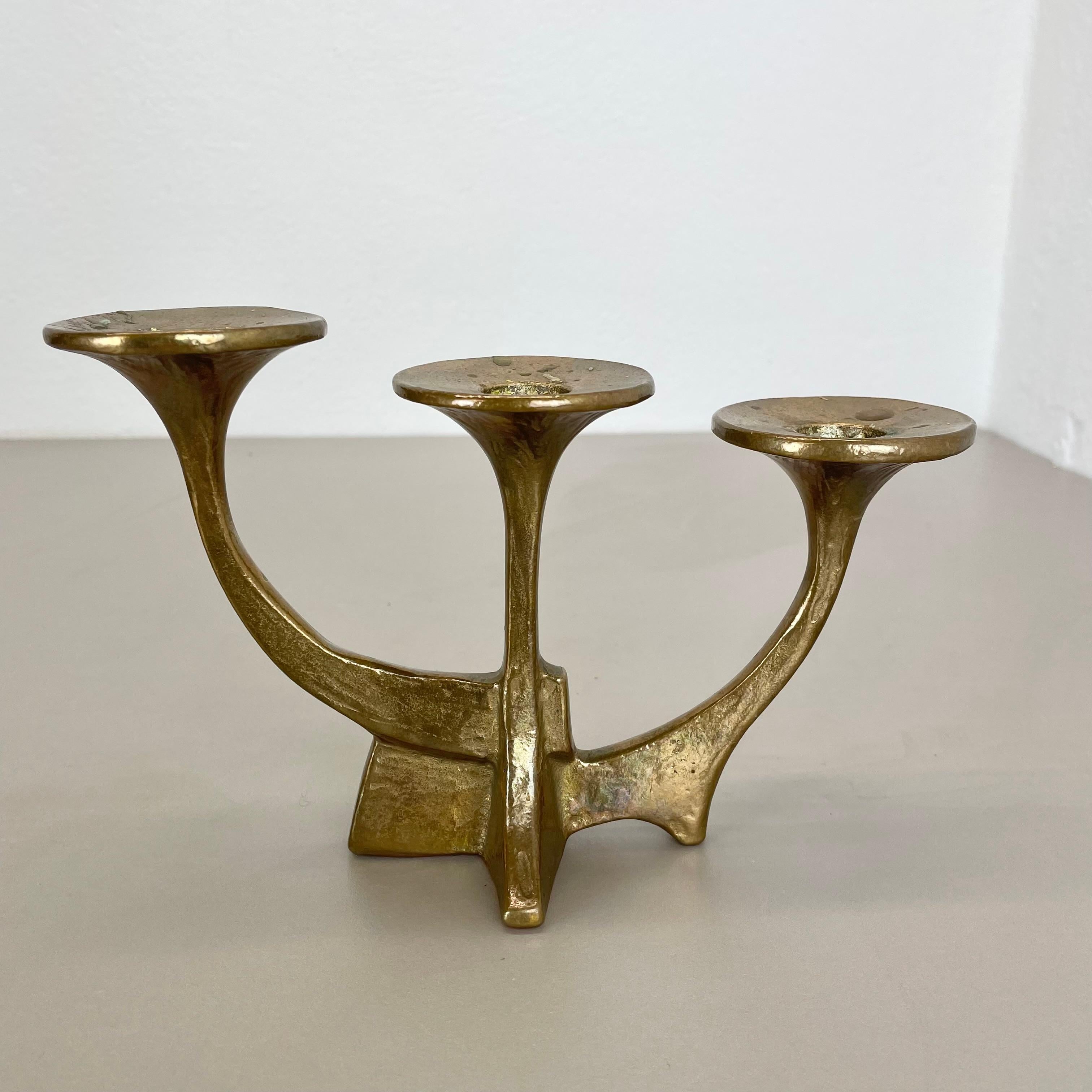 20th Century Midcentury Brutalist Bronze Candleholder by Michael Harjes, Germany, 1960s For Sale