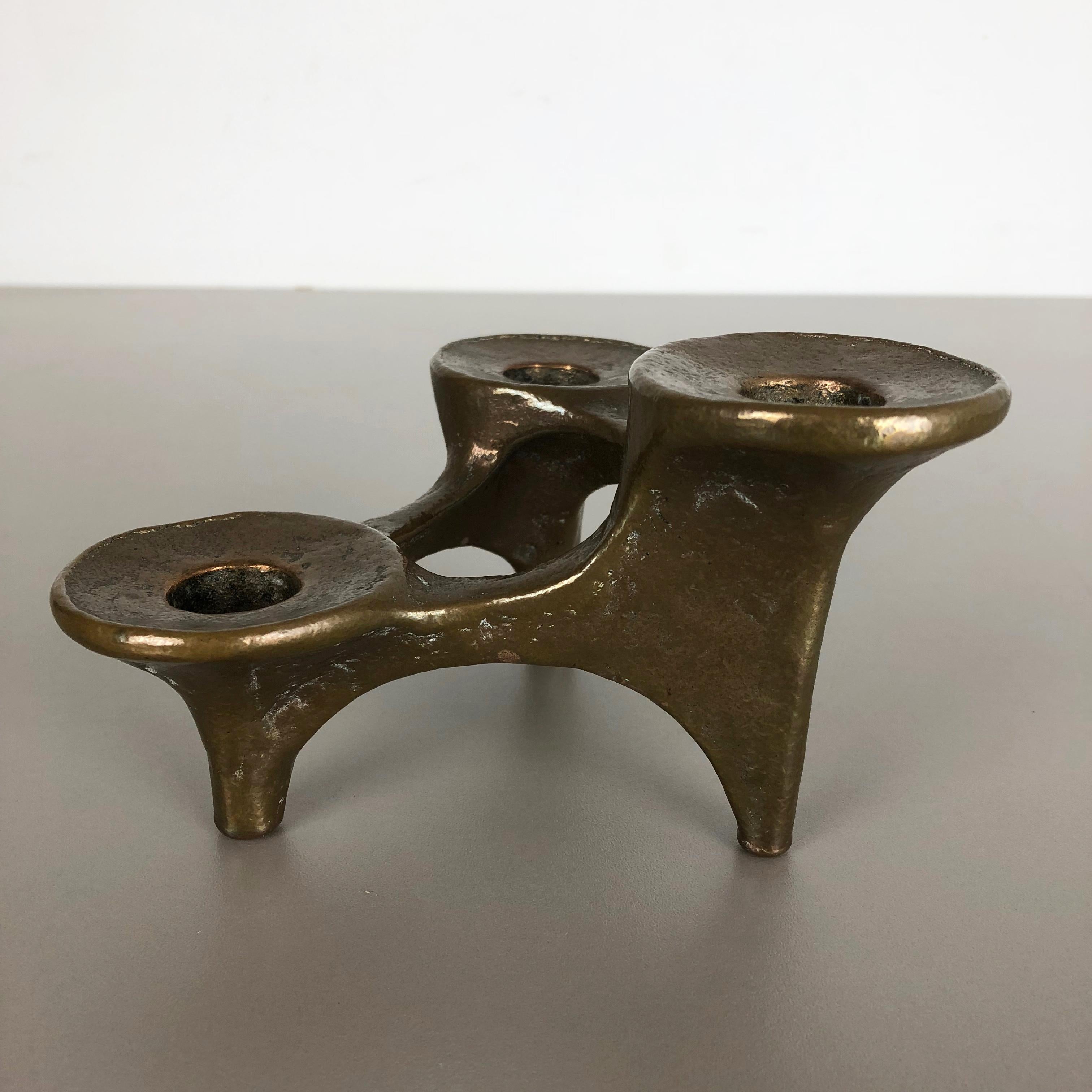 Midcentury Brutalist Bronze Candleholder by Michael Harjes, Germany, 1960s 1