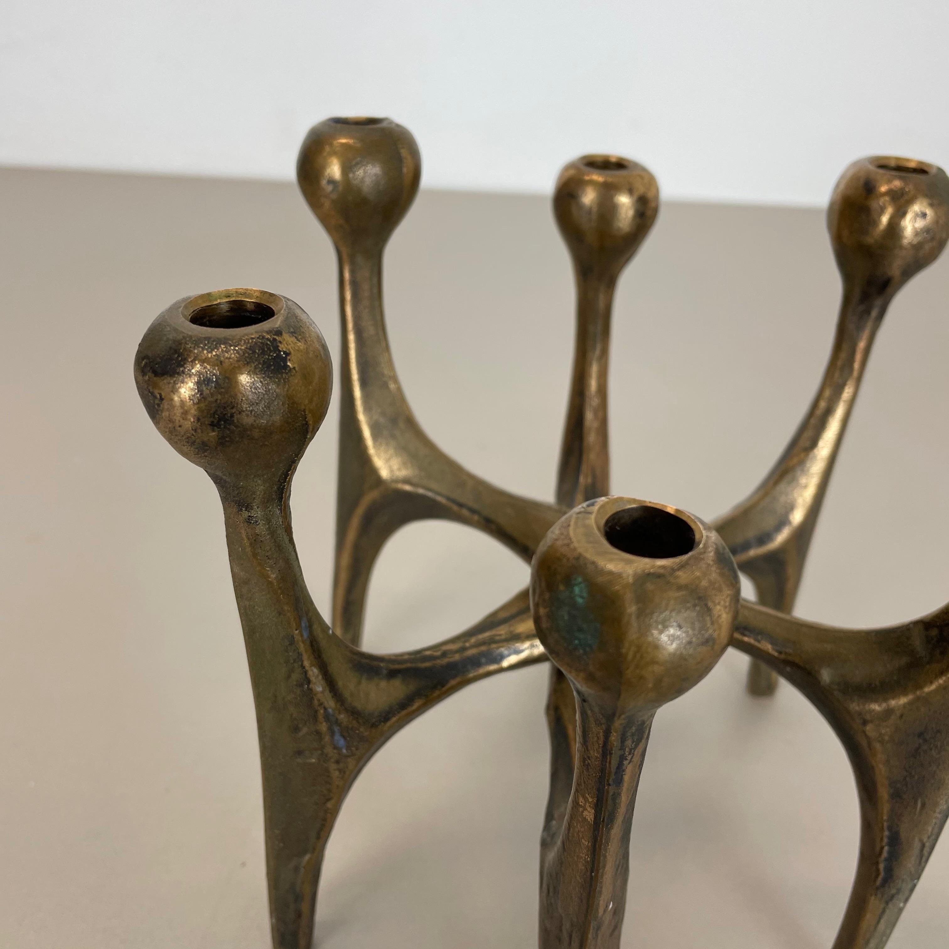 Midcentury Brutalist Bronze Candleholder by Michael Harjes, Germany, 1960s For Sale 1