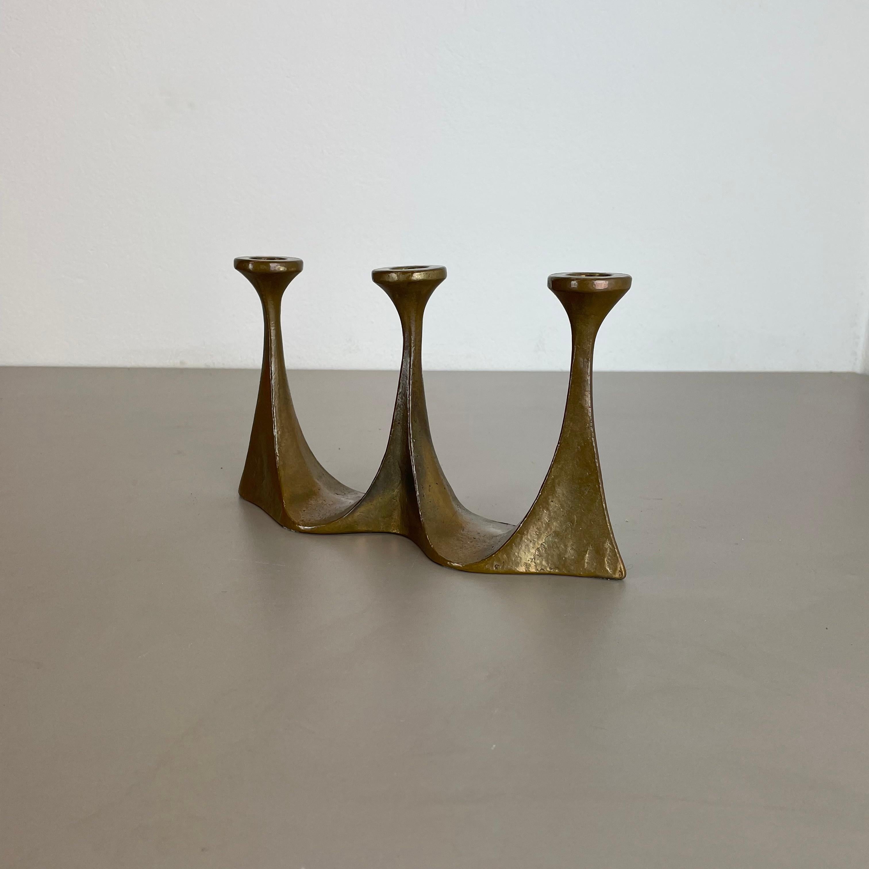 Brutalistischer Bronze-Kerzenhalter aus der Jahrhundertmitte von Michael Harjes, Deutschland, 1960er Jahre im Angebot 1
