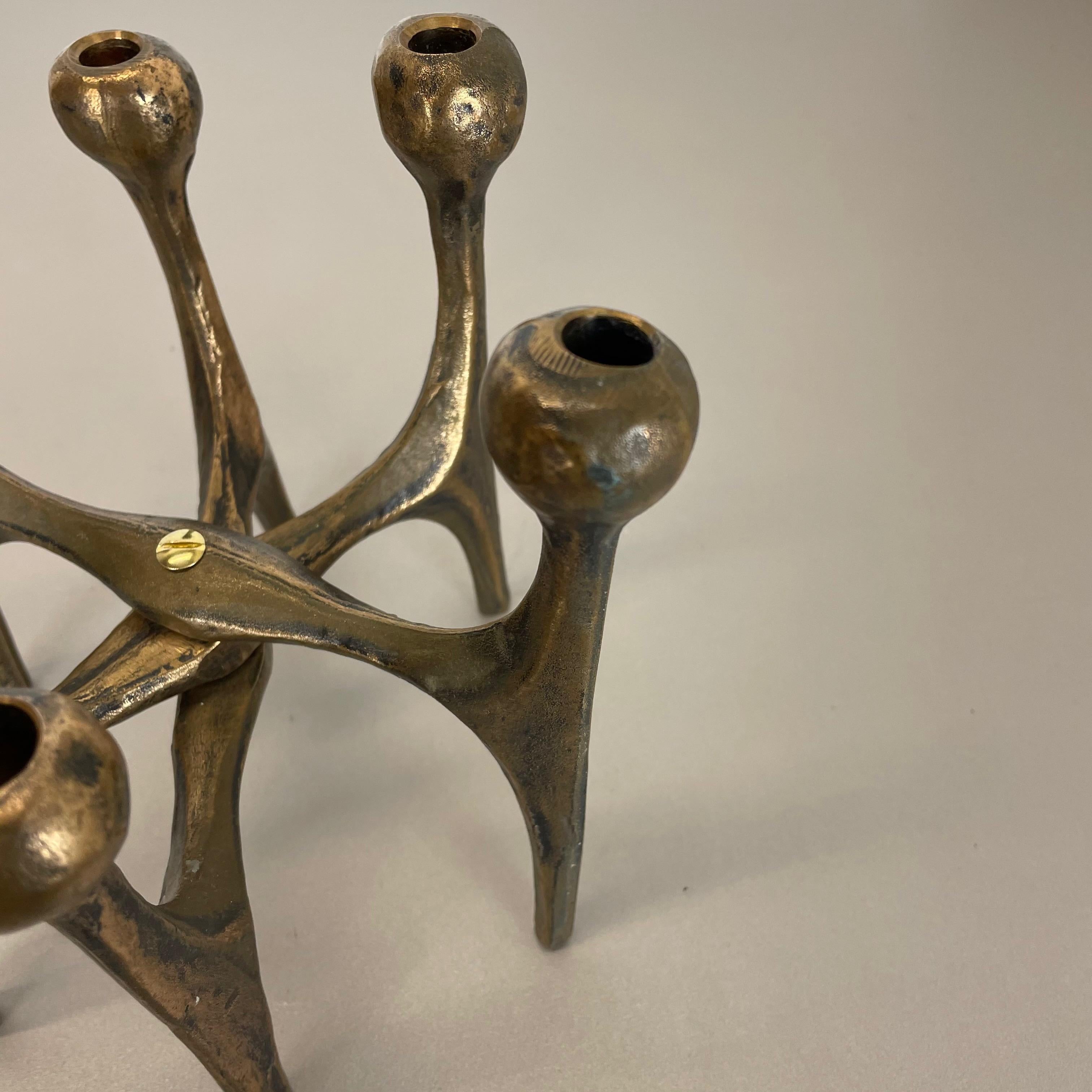 Midcentury Brutalist Bronze Candleholder by Michael Harjes, Germany, 1960s For Sale 4