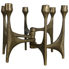 Brutalistischer Bronze-Kerzenhalter aus der Jahrhundertmitte von Michael Harjes, Deutschland, 1960er Jahre