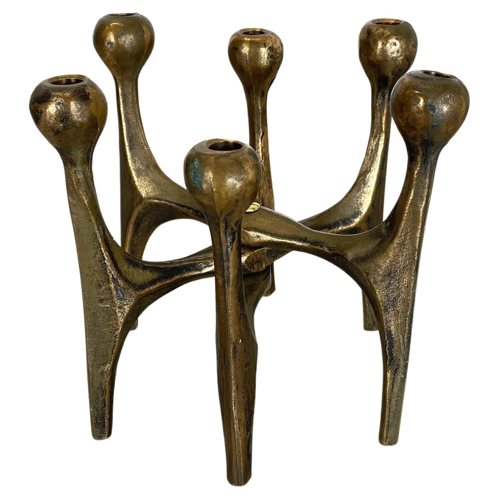 Midcentury Brutalist Bronze Candleholder by Michael Harjes, Germany, 1960s