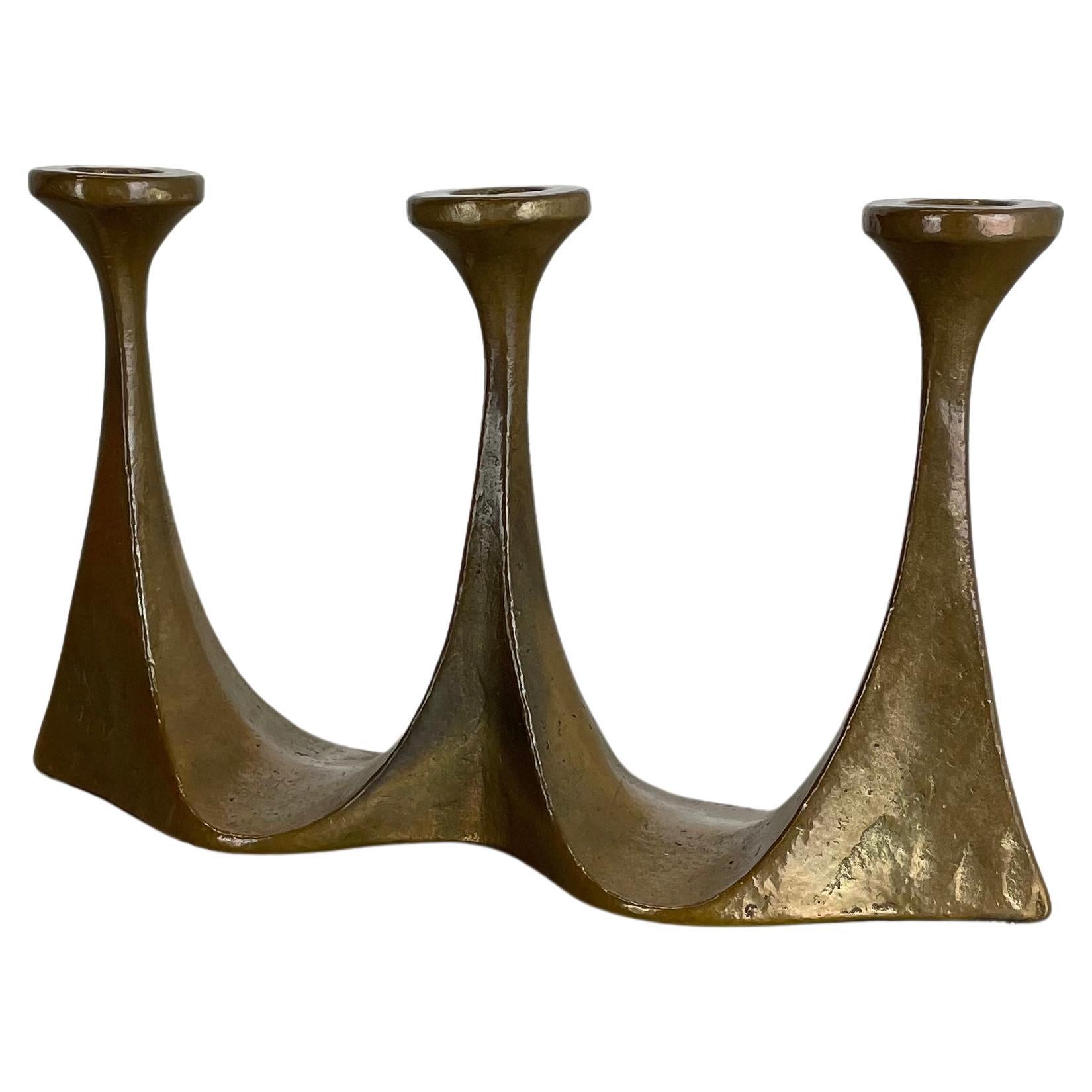 Midcentury Brutalist Bronze Candleholder by Michael Harjes, Germany, 1960s For Sale