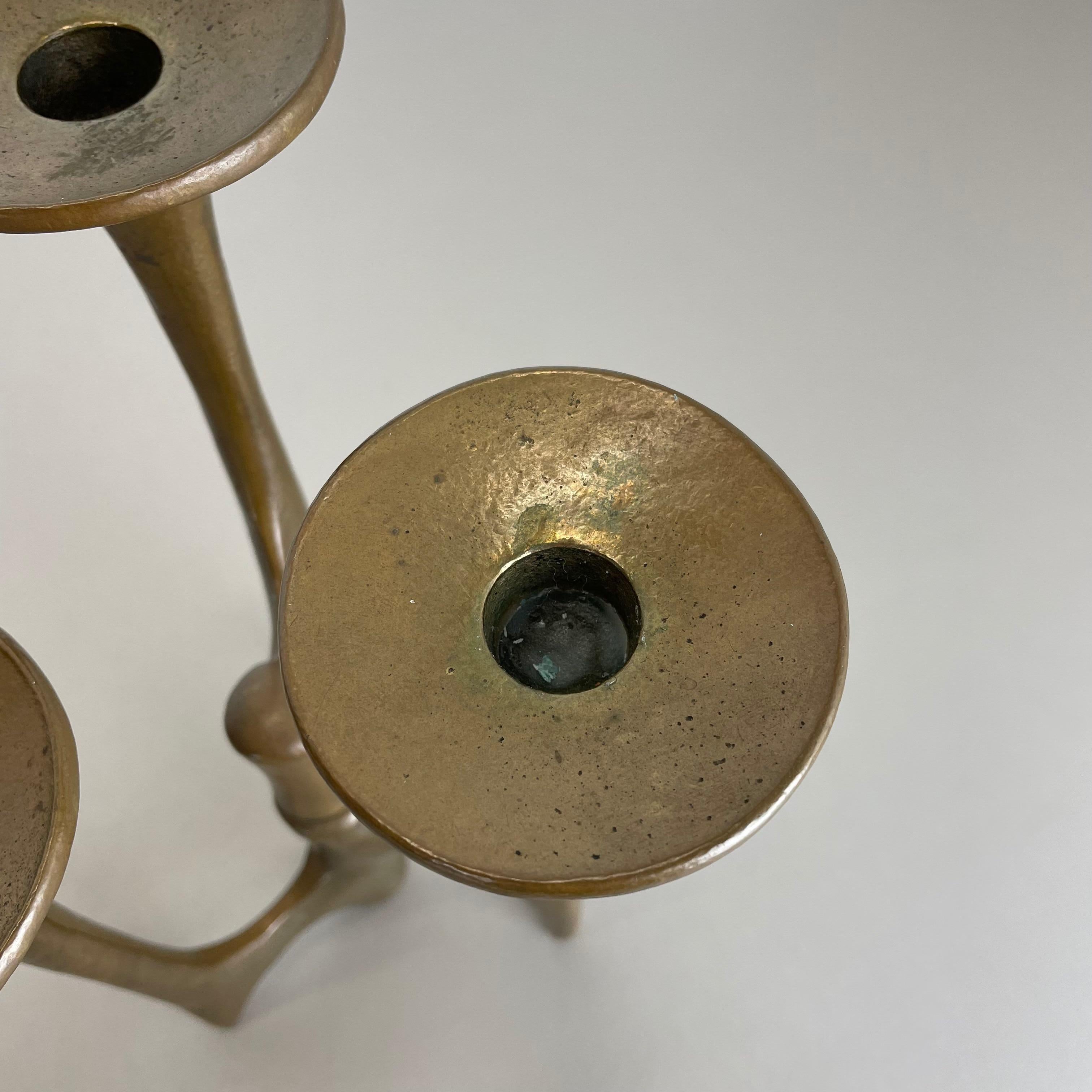 Midcentury Brutalist Bronze TRIPOD Candleholder by Michael Harjes, Germany 1960s For Sale 5