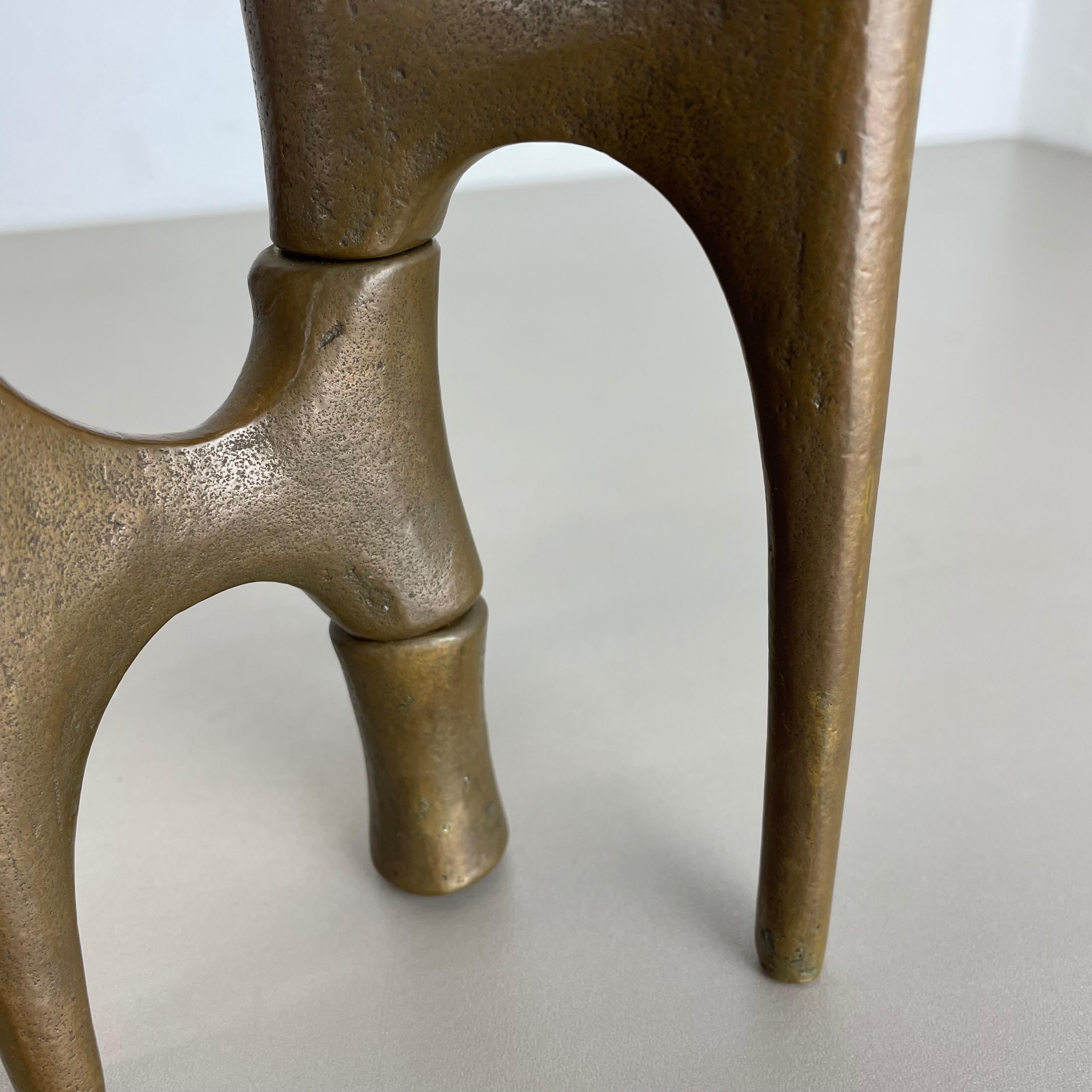 Midcentury Brutalist Bronze TRIPOD Candleholder by Michael Harjes, Germany 1960s For Sale 9