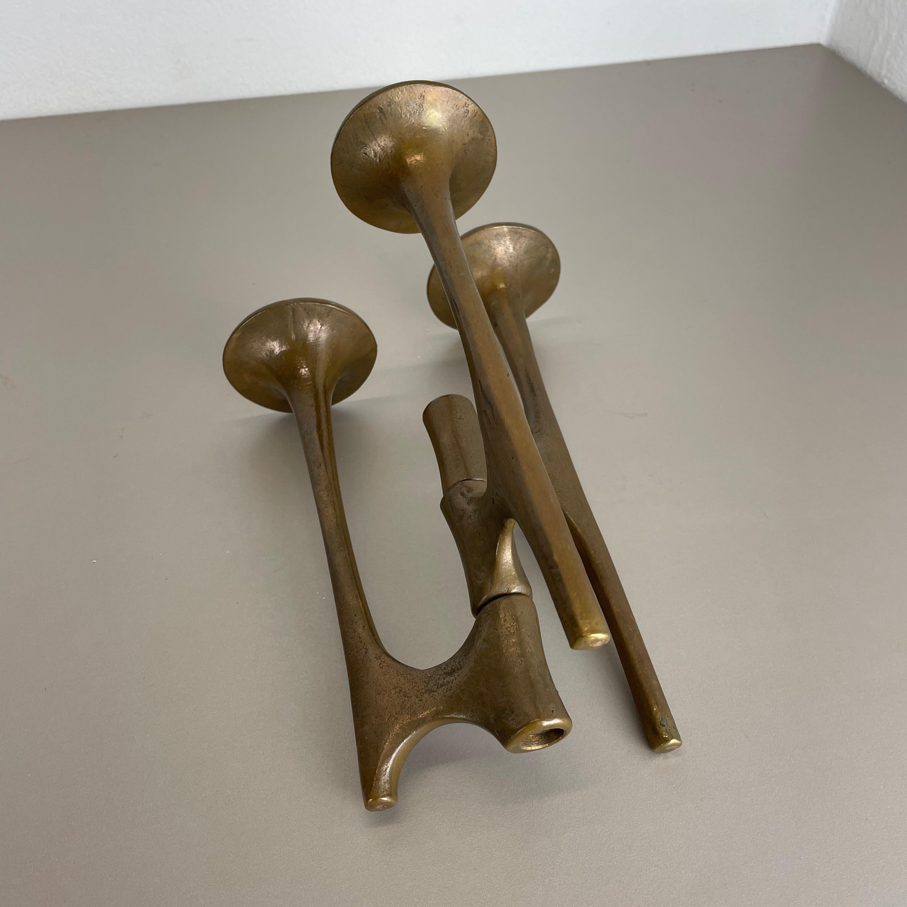 Midcentury Brutalist Bronze TRIPOD Candleholder by Michael Harjes, Germany 1960s For Sale 10